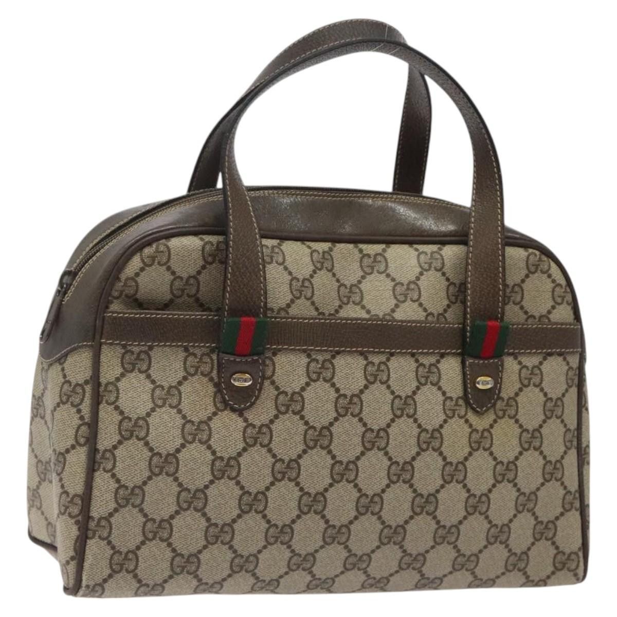 Gucci GG Supreme Web Sherry Line Shoulder Bag Pvc Beige 39 02 053 Auth Sw567, Women's