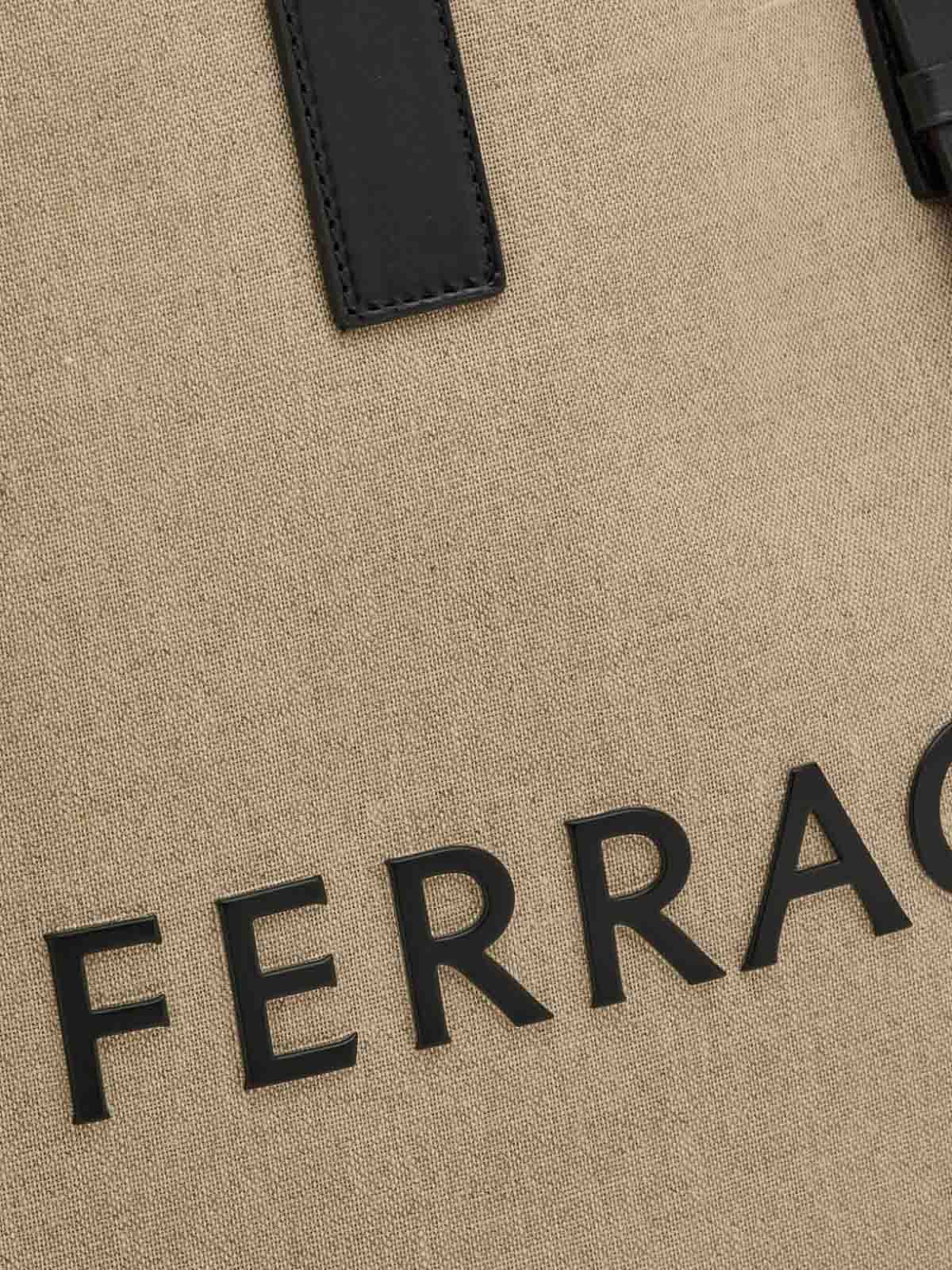 Salvatore Ferragamo o1s1rm0924 Size: OS / Canvas Tote Bag in Beige Size ONE SIZE - 4 Thumbnail