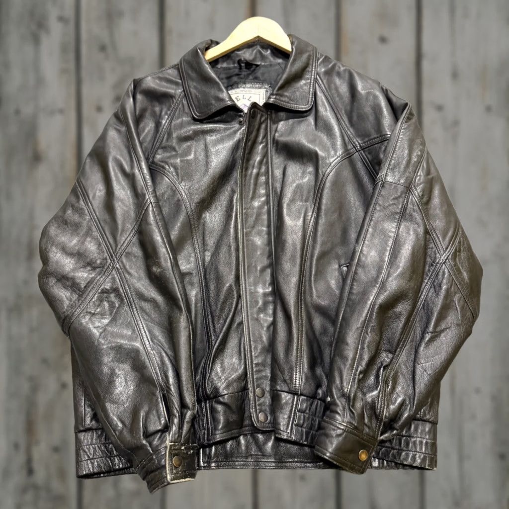 Pelle Pelle VTG Pelle Uomo Leather Jacket Mens XL Quilted Lined Full Zip Biker Grunge Jacket Black Leather Bomber Mens XL Size US XL / EU 56 / 4 - 1 Thumbnail