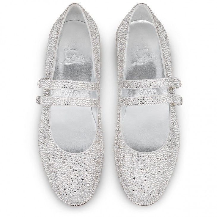 Christian Louboutin o1s1wg111024 Sweet Jane Strass Flats in Silver Size US 12 / IT 42 - 3 Thumbnail