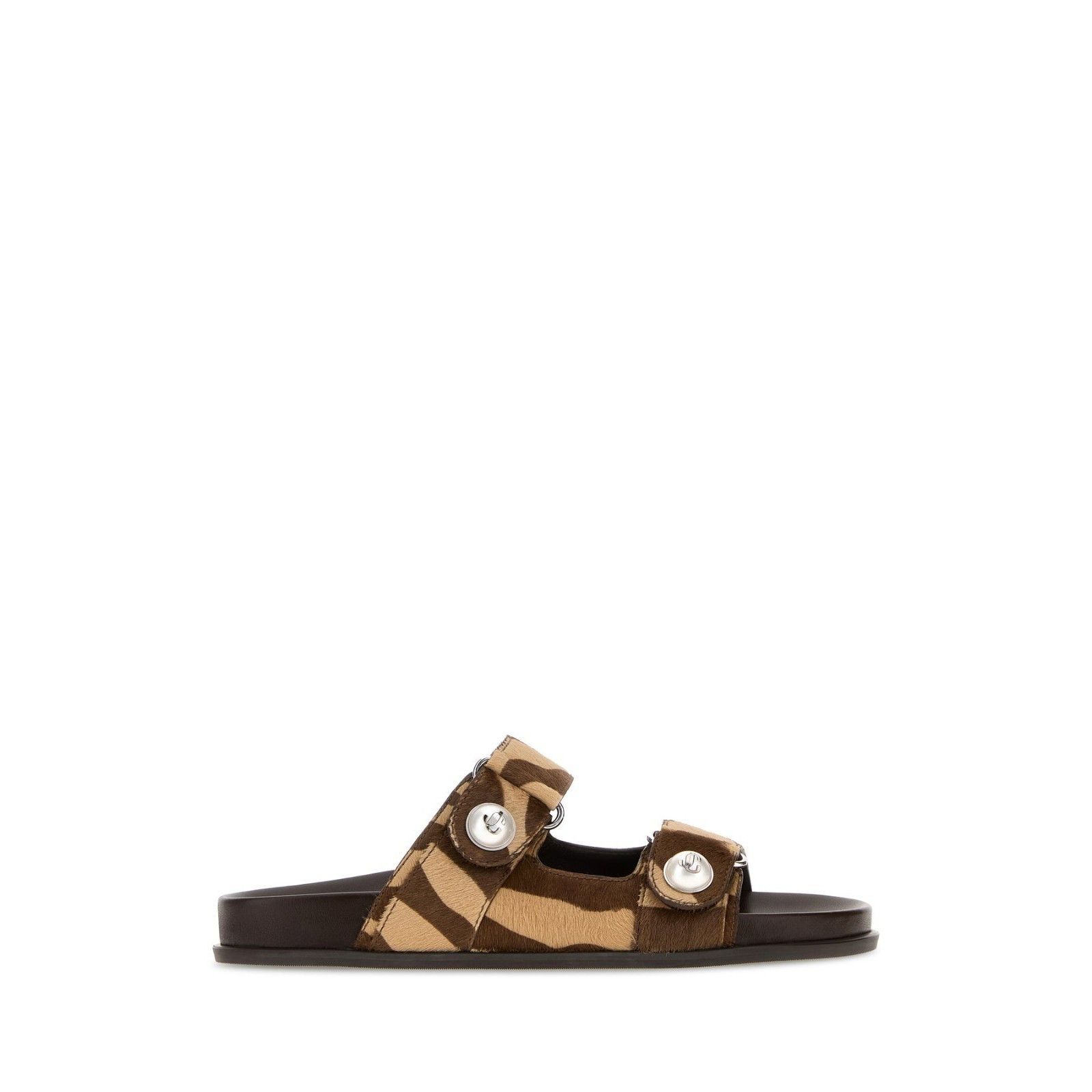 JIMMY CHOO Fayence Brown Hair Leather Slippers New & Authent