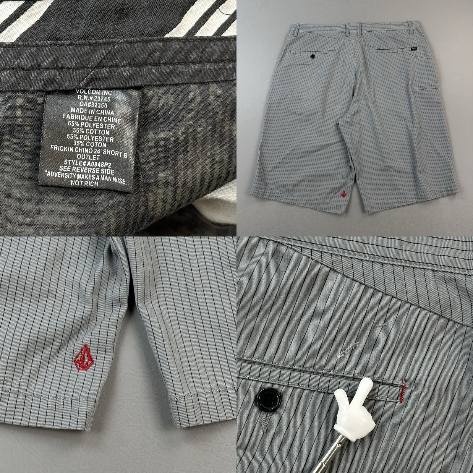 Volcom Volcom Corpo Class Shorts Mens 38 Gray Pinstripe Chino Modern Skate Casual/Sporty Size US 38 / EU 54 - 8 Thumbnail