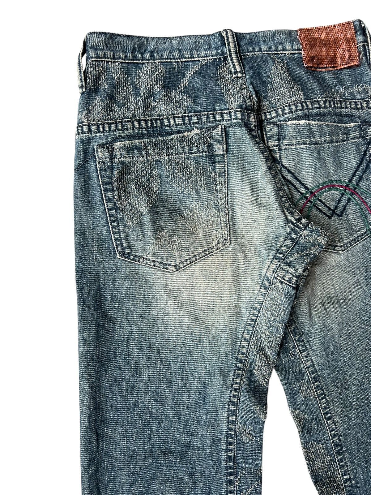 Handmade Mizra Hand Made in Japan Distressed Boro Denim Bootcut Jeans Size US 30 / EU 46 - 15 Thumbnail