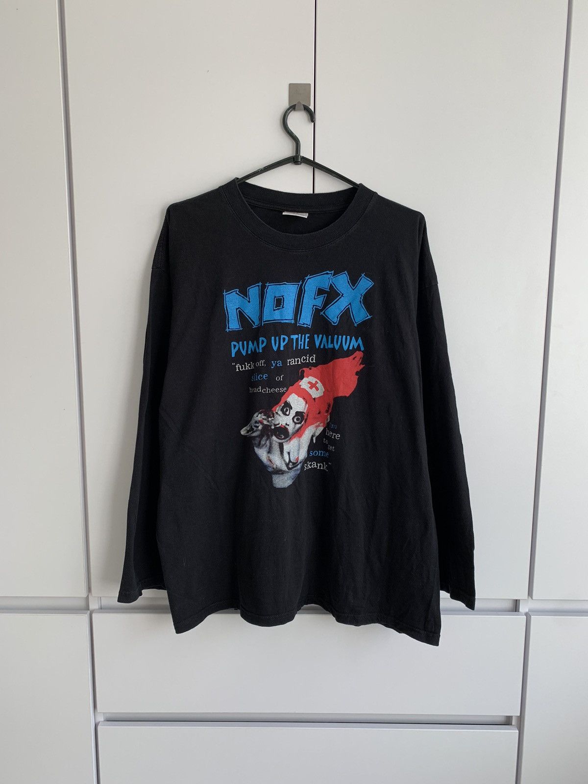 image of Band Tees x Vintage 2000S Nofx Pump Up The Valuum Long Sleeve in Black, Men's (Size Large)
