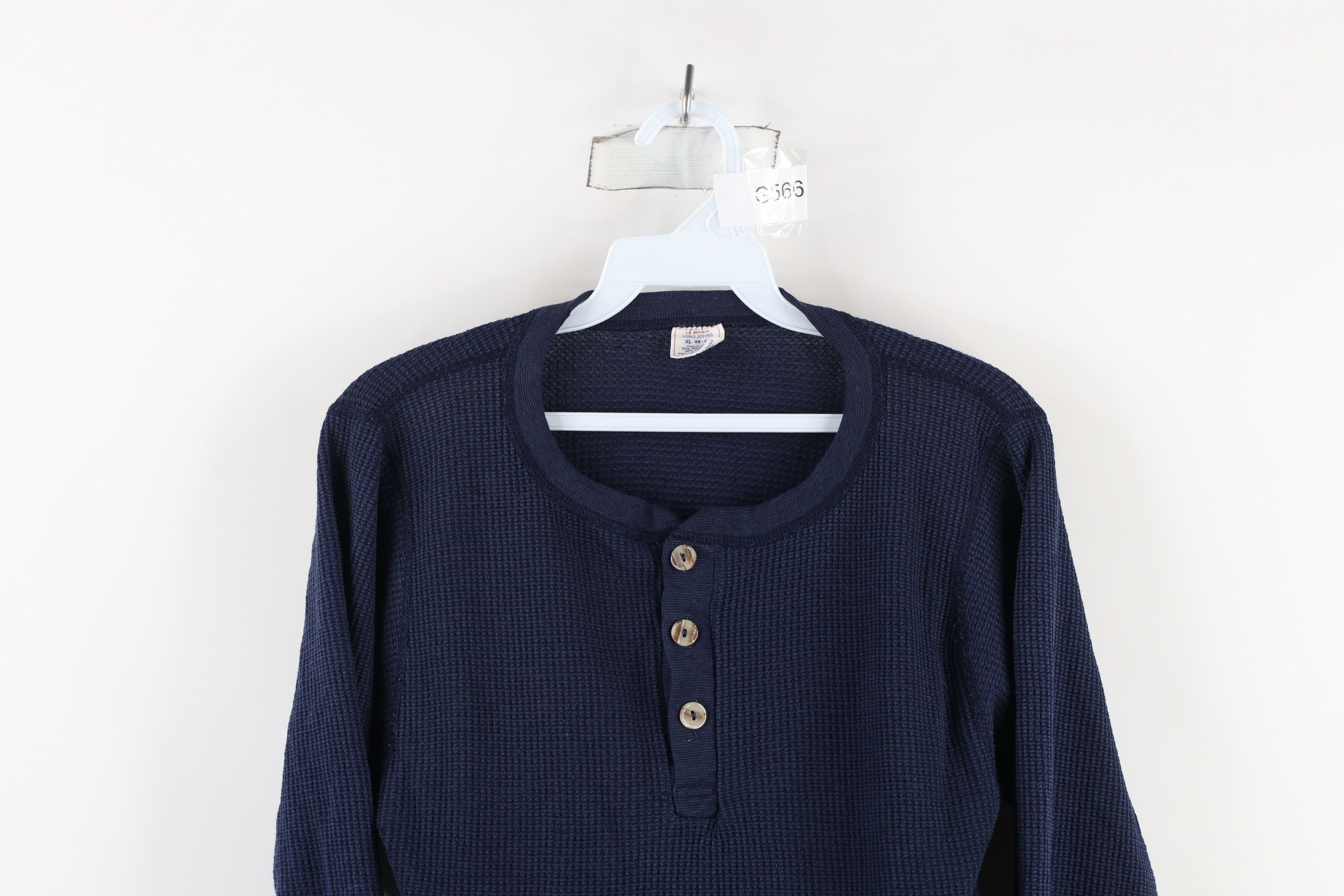 Vintage Vintage 70s Streetwear Waffle Knit Henley T-Shirt USA Size US XL / EU 56 / 4 - 2 Thumbnail