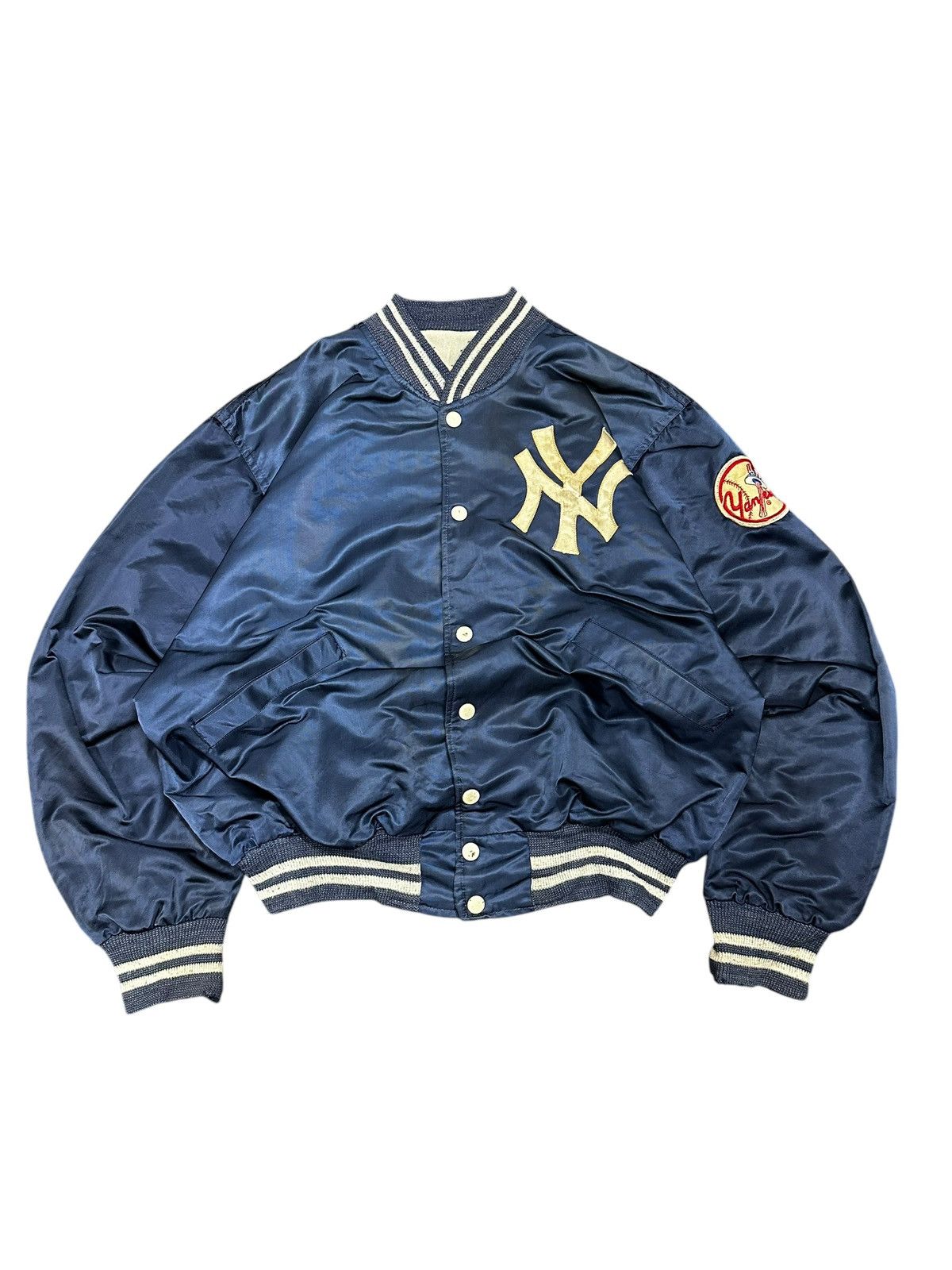 MLB × New York Yankees Vintage 80s New York Yankees Varsity Jacket Spellout Size US L / EU 52-54 / 3 - 1 Thumbnail