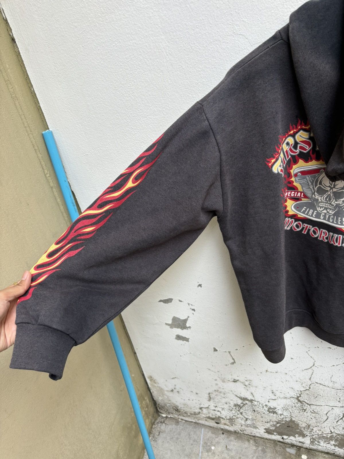 Harley Davidson × West Coast Choppers Sun Faded Hall Of Fame Flame Fire Zip Up Hoodie Size US L / EU 52-54 / 3 - 12 Thumbnail