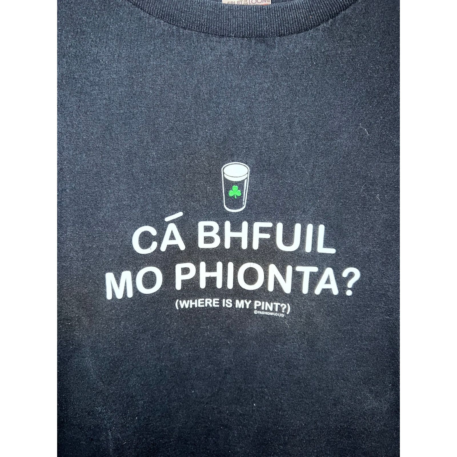 Fruit Of The Loom Vintage Beer Shirt Ca Bhfuil Where Is My Pint Alcohol Tee L Size US L / EU 52-54 / 3 - 2 Thumbnail