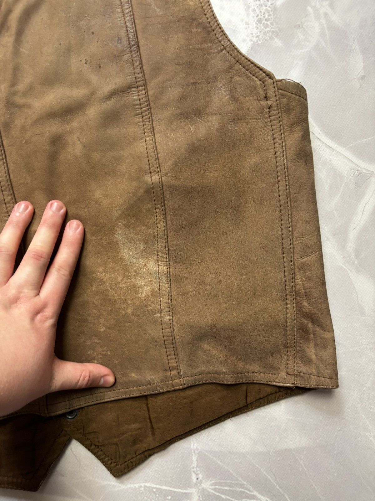 Cowboy Equipment Santa Fe Leather Vest Western Cowboy Distressed Patina L Size L / US 10 / IT 46 - 8 Thumbnail