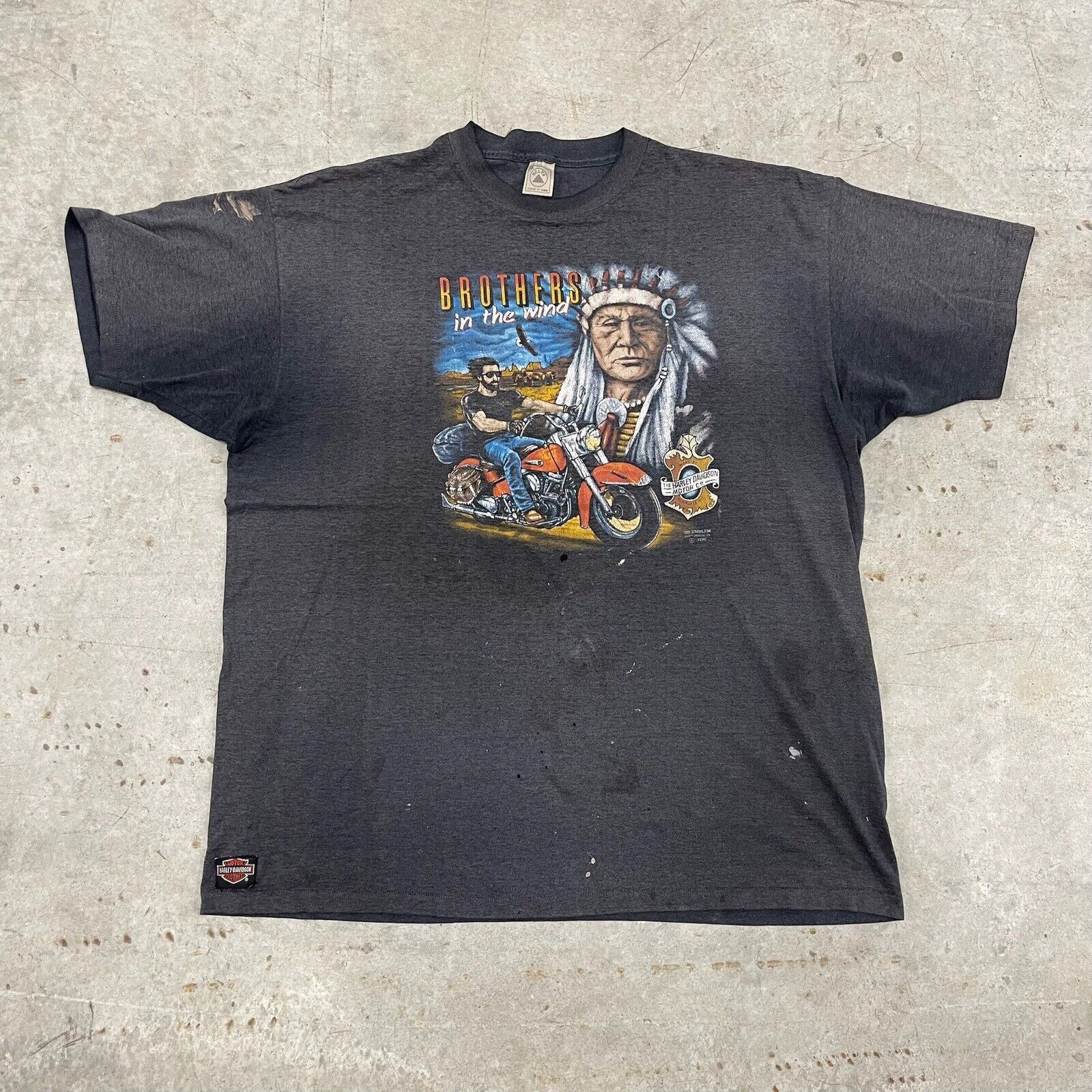 Harley Davidson × Vintage Vintage 3D EMBLEM Harley Davidson Indian Biker T shirt 3XL Size US XXL / EU 58 / 5 - 1 Thumbnail