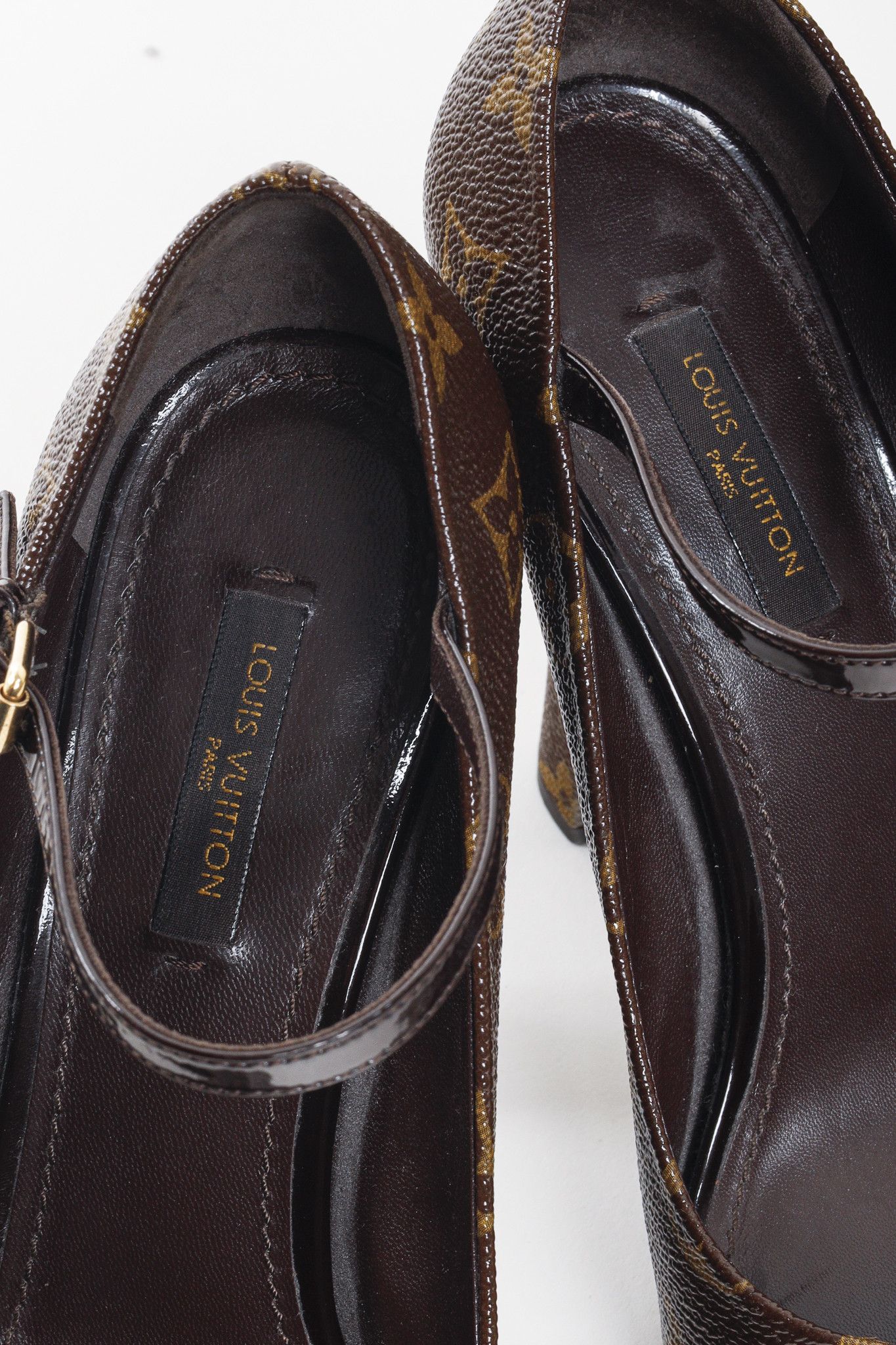 Louis Vuitton Louis Vuitton Brown Monogram Canvas Peep Toe Mary Jane Pumps Size US 6 / IT 36 - 9 Thumbnail