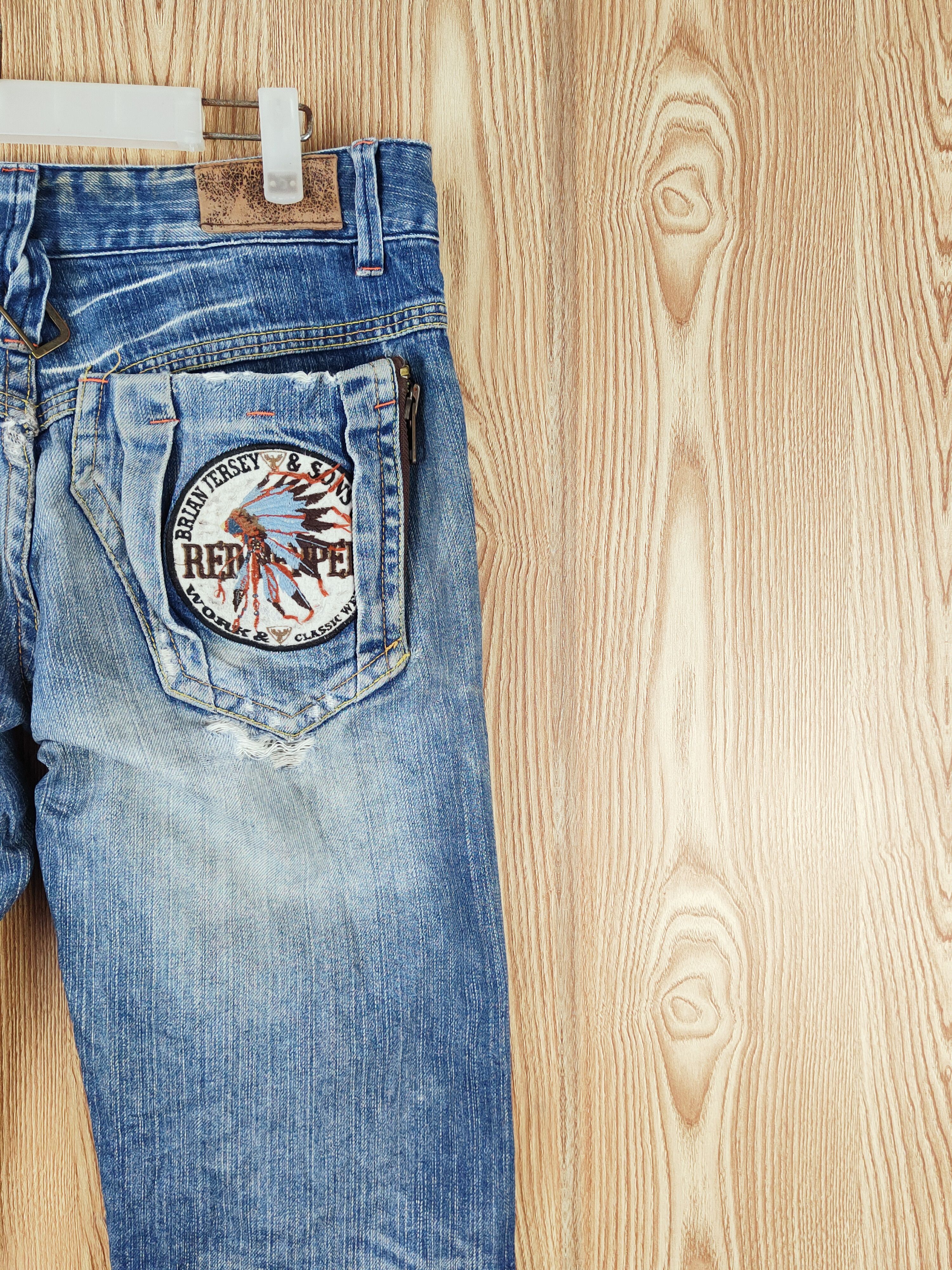 Japanese Brand Redpepper Blue Distressed Ripped Jeans #S2698 Size 31" - 16 Thumbnail