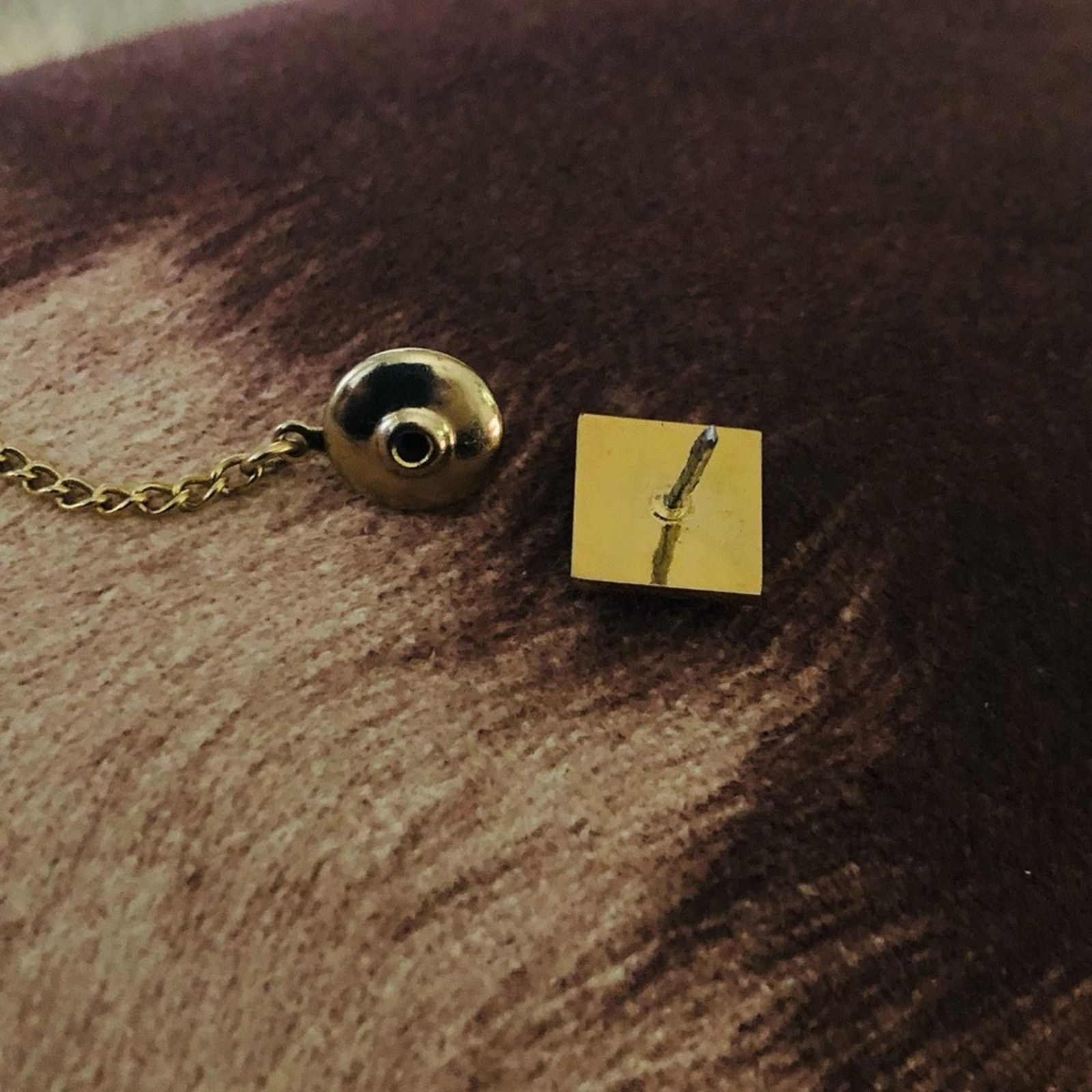 Vintage Vintage men’s Tiger eye gold tie pin with chain Size ONE SIZE - 4 Thumbnail
