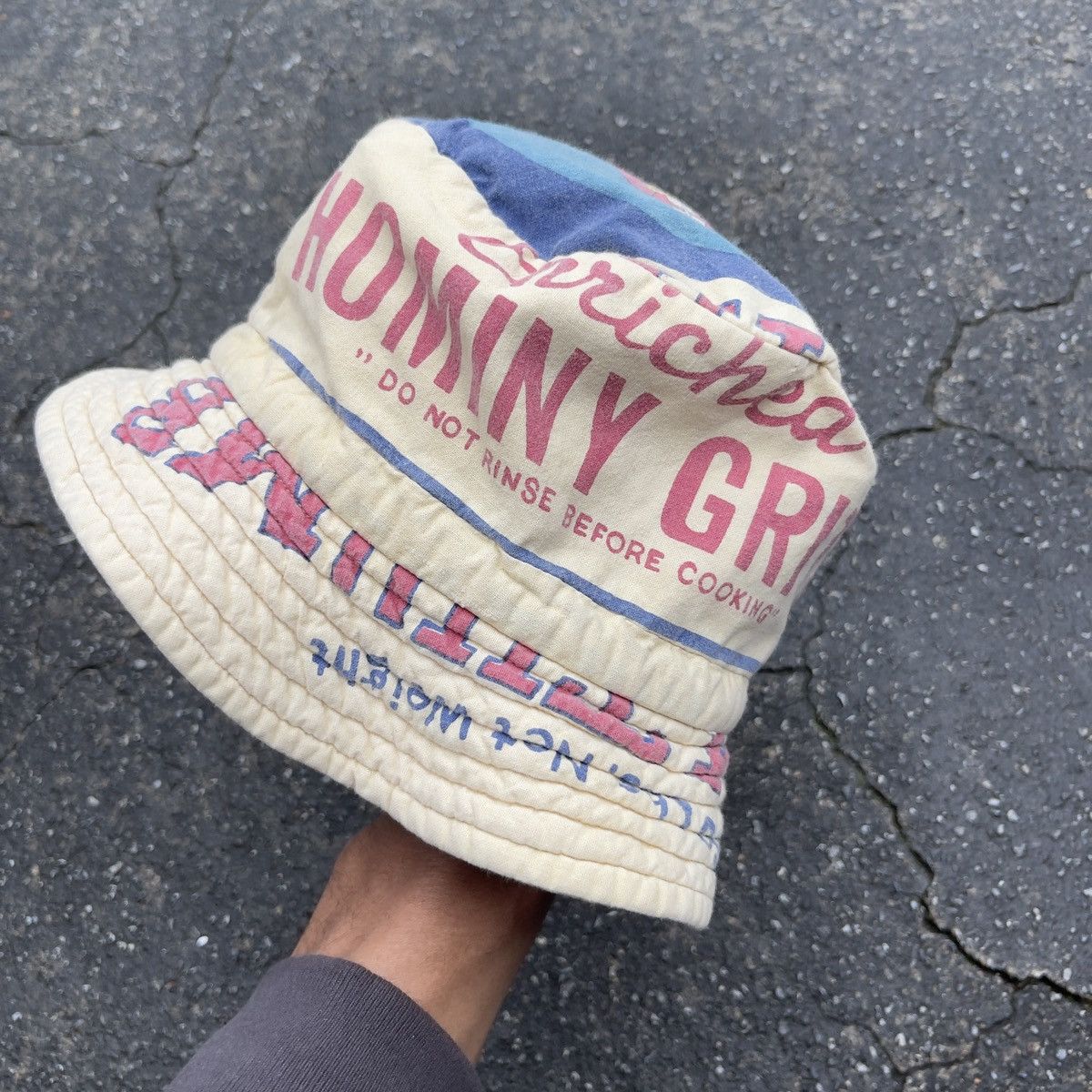 Pre-owned Kapital X Vintage Custom Patchwork Bucket Hat In Blue Patchwork