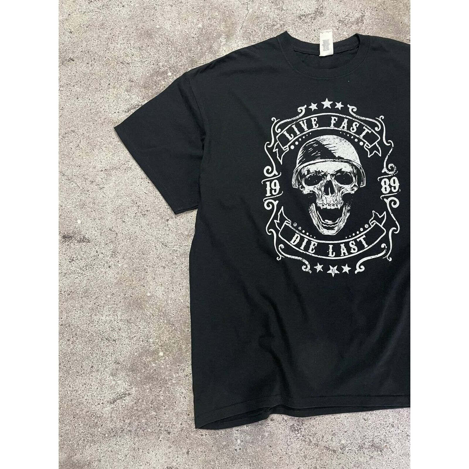 Gildan Heavy XL Black Live Fast Die Last Skull Biker Graphic Tee Size US XL / EU 56 / 4 - 3 Thumbnail