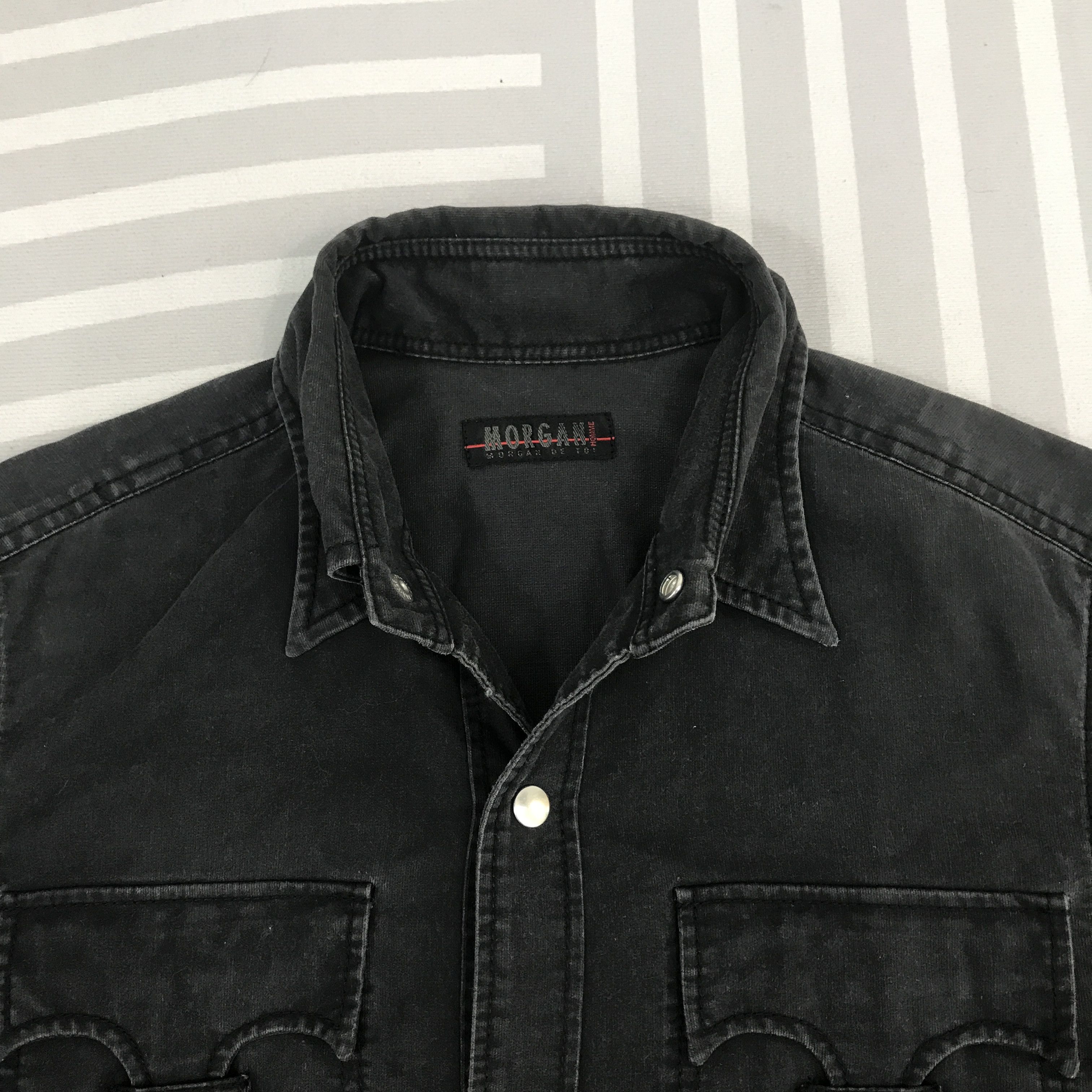 Japanese Brand × Morgan Homme × Vintage Vintage Morgan Homme Black punk Snap Button Shirt Size US M / EU 48-50 / 2 - 8 Thumbnail