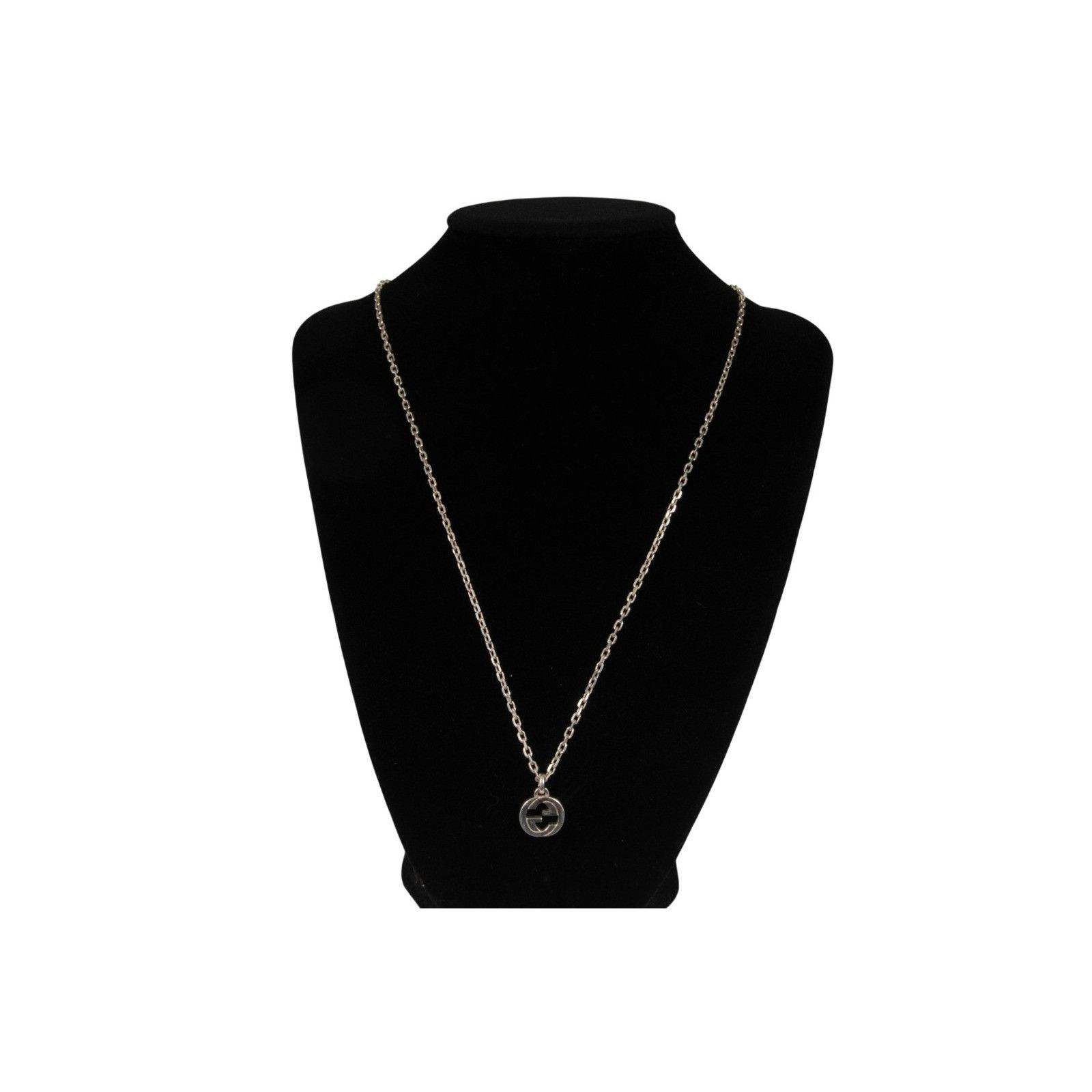 Gucci Interlock GG Logo Necklace Silver Chain Link Size ONE SIZE - 4 Thumbnail
