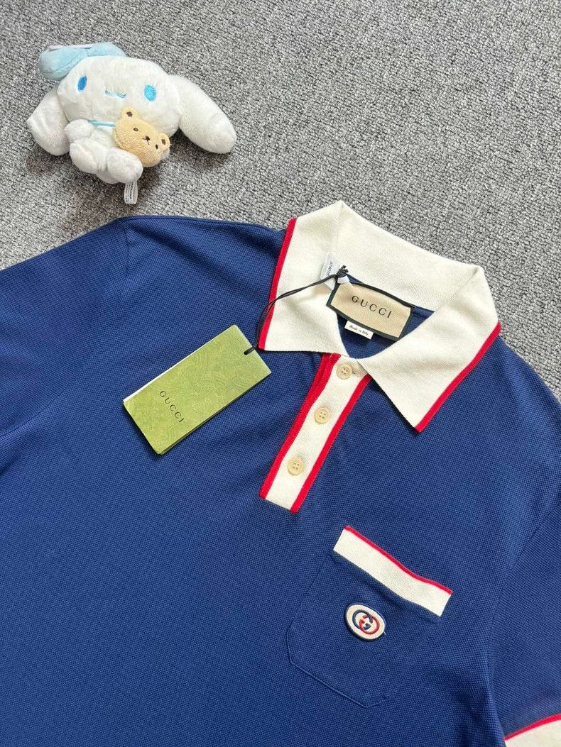 Gucci GucciBlue, white and red embroidered logo short-sleeved pol Size US M / EU 48-50 / 2 - 2 Thumbnail