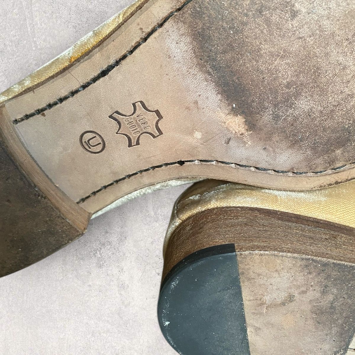 Undercover AW13 “Psycho Killer” Talking Head Gold Velvet Loafer Size US 10 / EU 43 - 8 Thumbnail