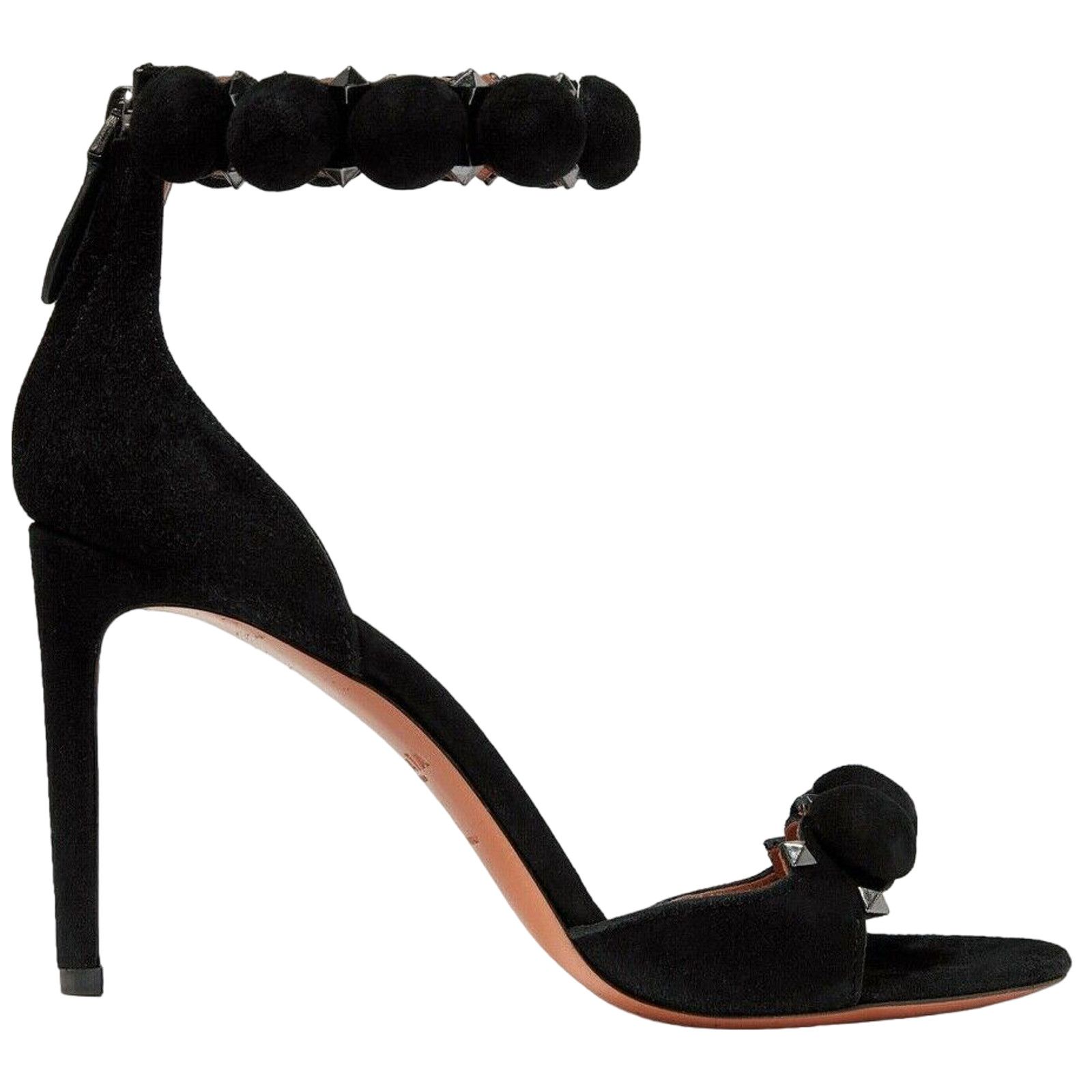Alaia 90mm Studded Pom Pom Ankle Strap Sandal Heel Pump 37 Size US 7 / IT 37 - 1 Thumbnail