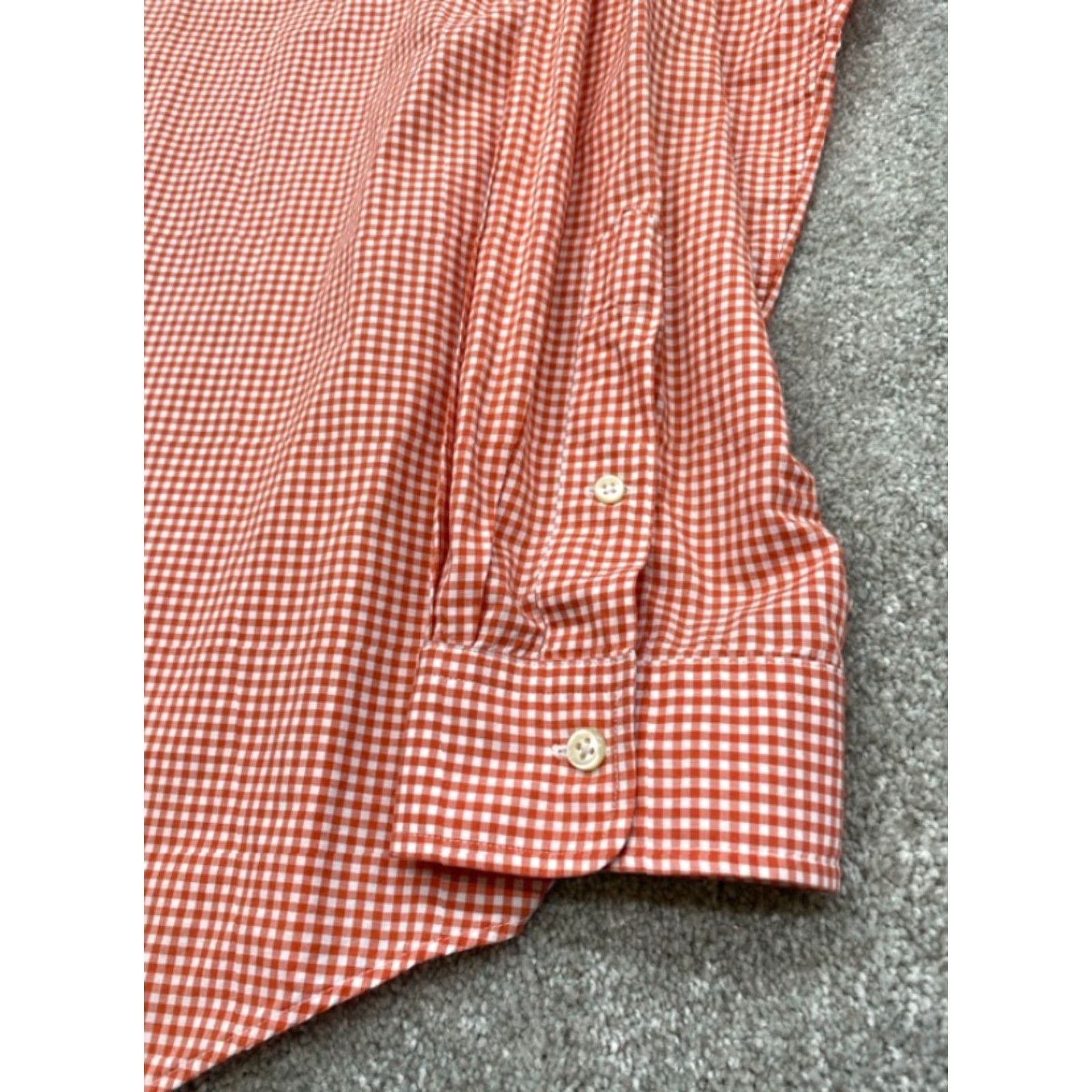 Ralph Lauren VINTAGE Ralph Lauren Shirt Mens XL Long Sleeve Button Up Orange White Checked Blue Pony Size US XL / EU 56 / 4 - 3 Thumbnail