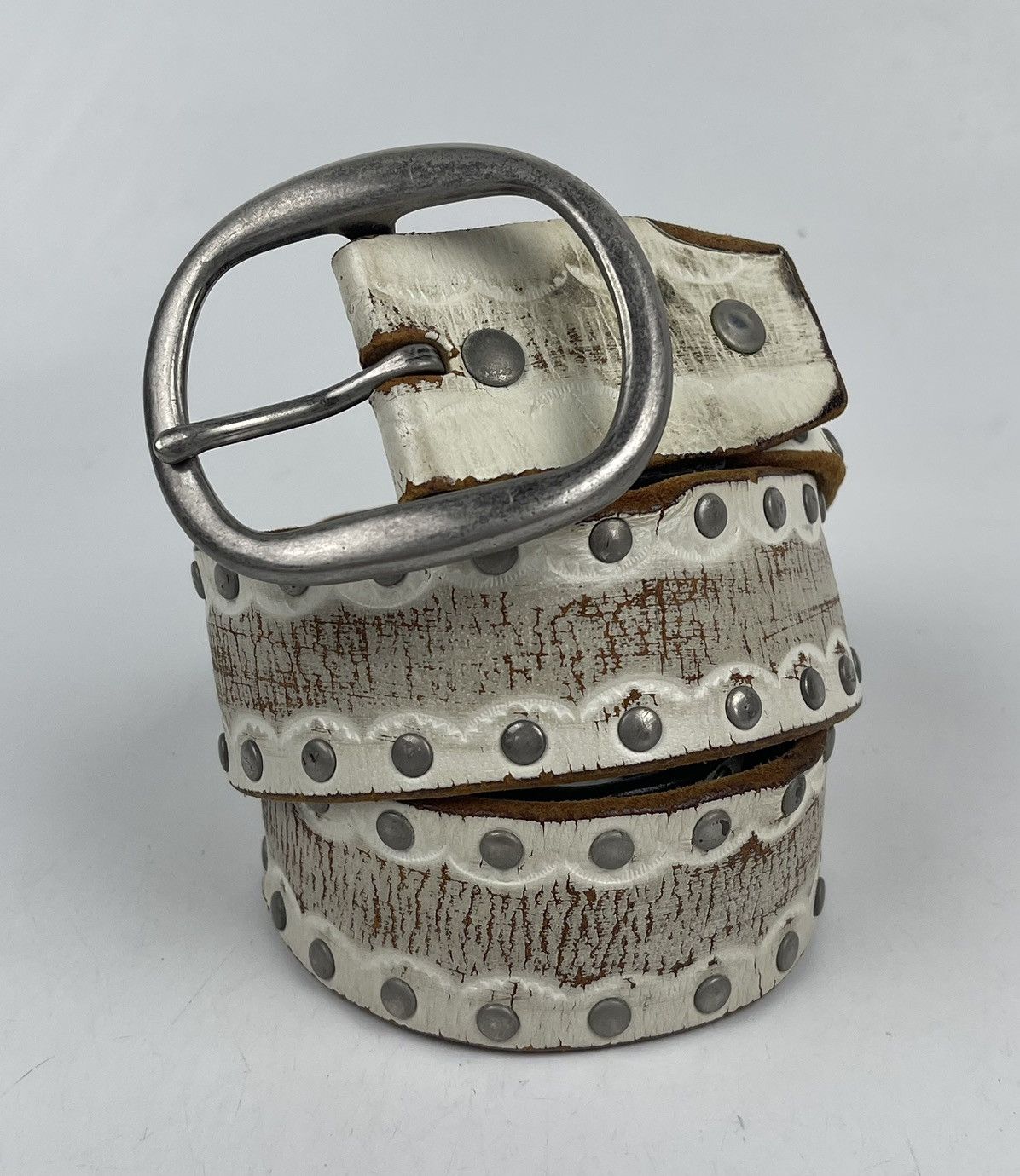 Japanese Brand × Seditionaries distressed studded leather belt tc25 Size 34 - 1 Thumbnail