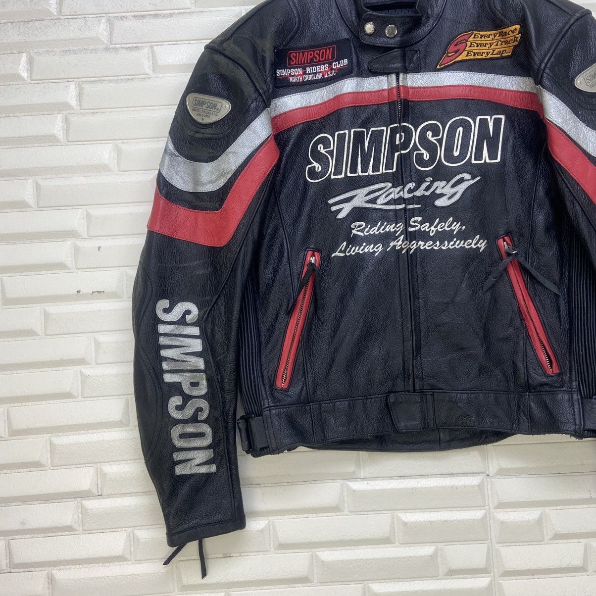 Other Simpson Racing North Carolina U.S.A Leather Biker Jacket Size US S / EU 44-46 / 1 - 7 Thumbnail
