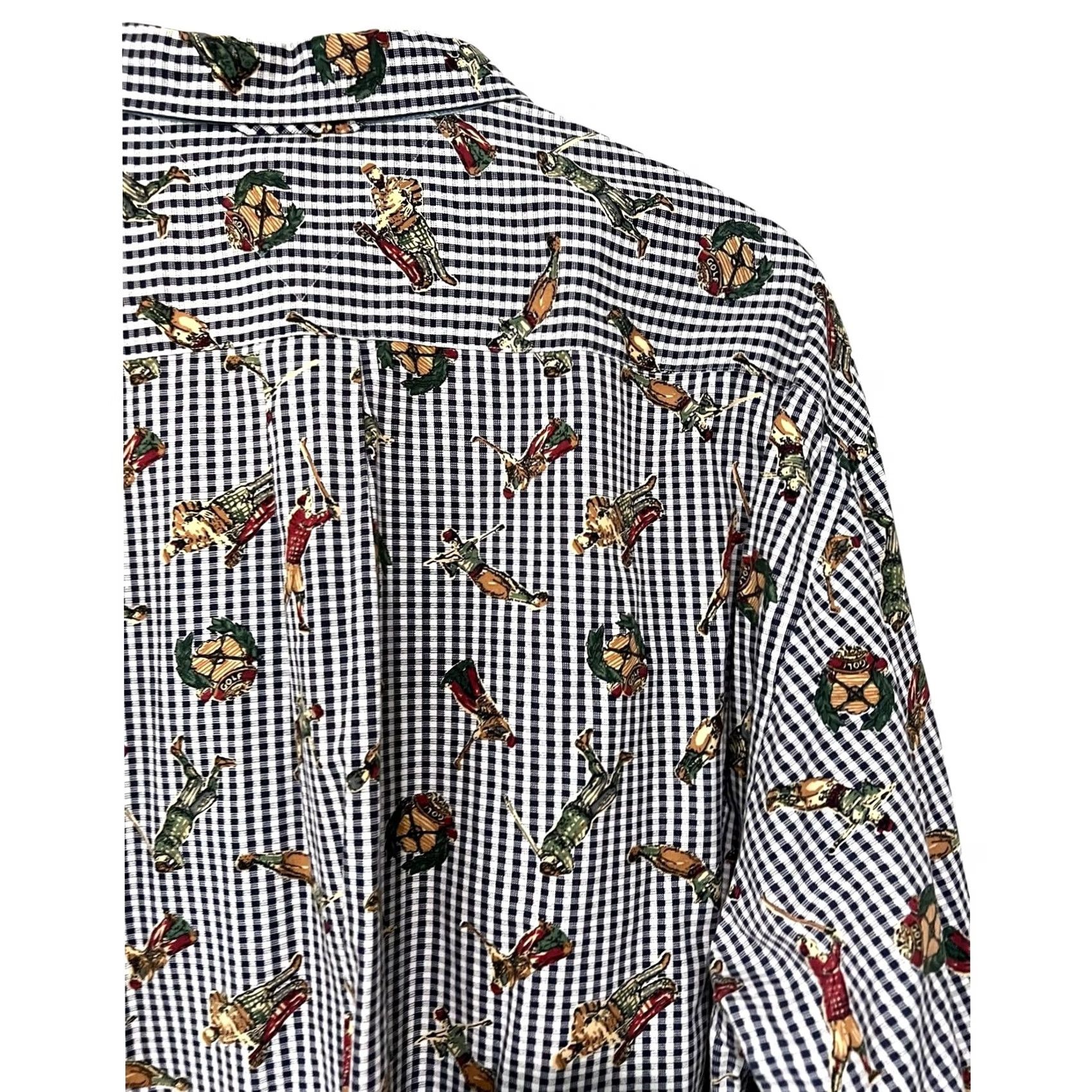 Tommy Hilfiger VINTAGE Tommy Hilfiger Shirt Golf Print Mens XL Check Button-Down Long Sleeve Size US XL / EU 56 / 4 - 6 Thumbnail