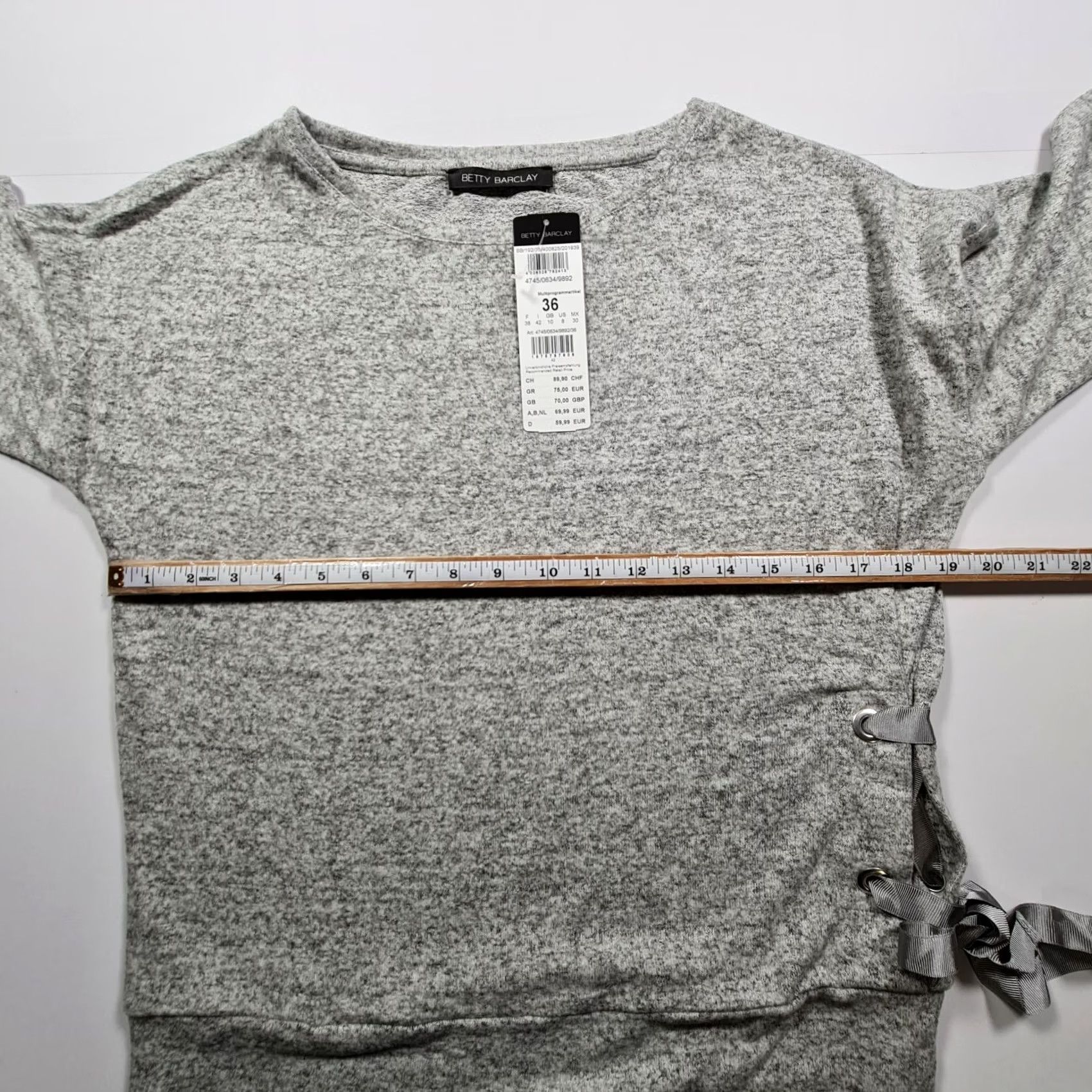 Vintage Betty Barclay Womens Jumper Grey 10 UK Long Sleeve Lightweight Top Size L / US 10 / IT 46 - 5 Thumbnail