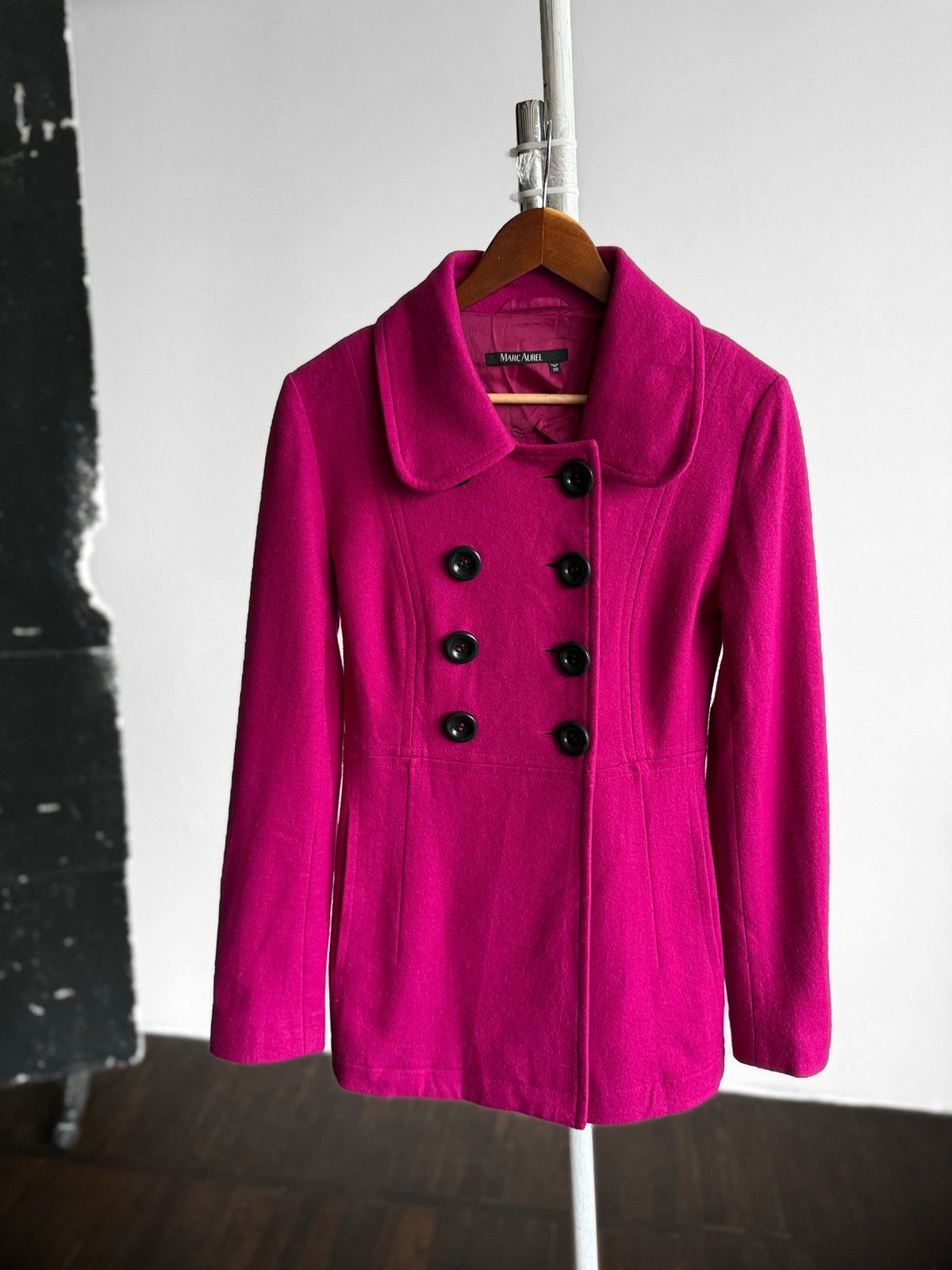 Other Marc Aurel Fuchsia Wool Blend Double Breasted Peacoat Jacket Size M / US 6-8 / IT 42-44 - 3 Thumbnail