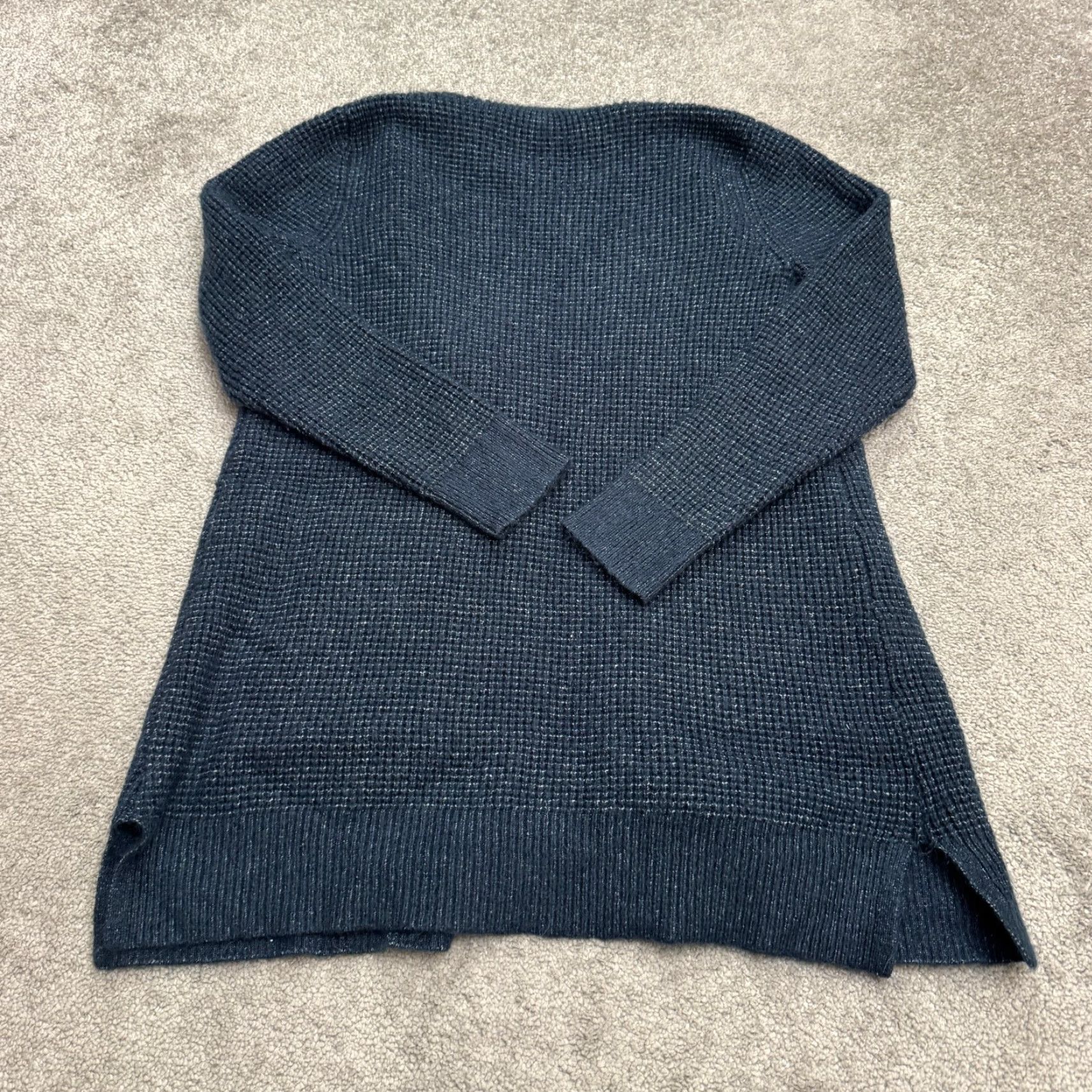 Vintage Time & Tru Cardigan Sweater Women's Blue Waffle-Knit Open V-Neck Small Pullover Casual Autumn Winter Classic Venture Ladies (adjusted?) Size S / US 4 / IT 40 - 2 Thumbnail
