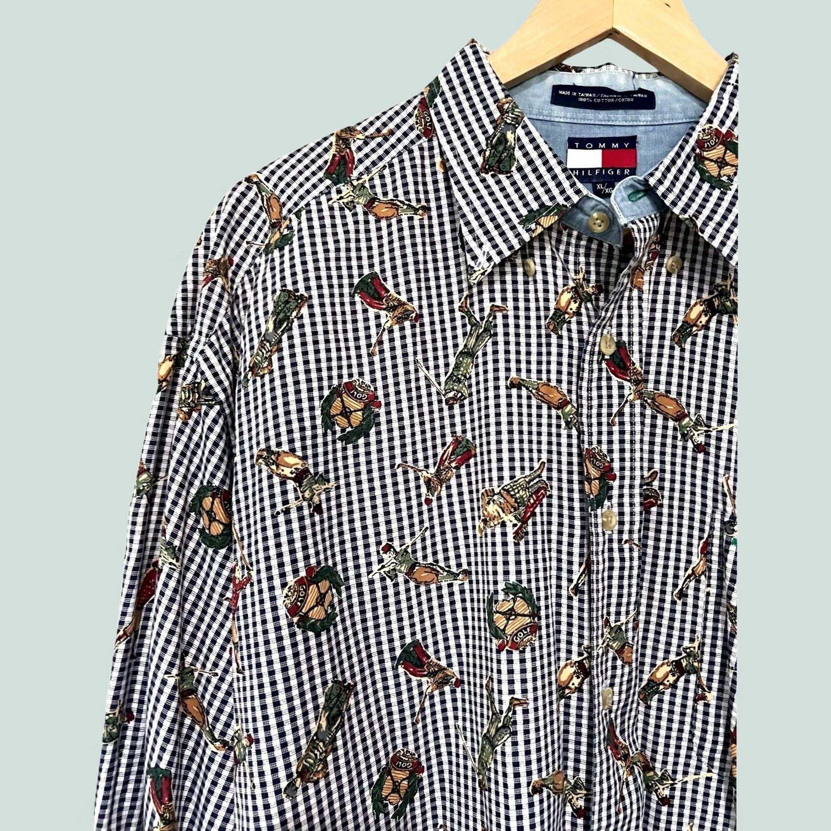 Tommy Hilfiger VINTAGE Tommy Hilfiger Shirt Golf Print Mens XL Check Button-Down Long Sleeve Size US XL / EU 56 / 4 - 1 Thumbnail