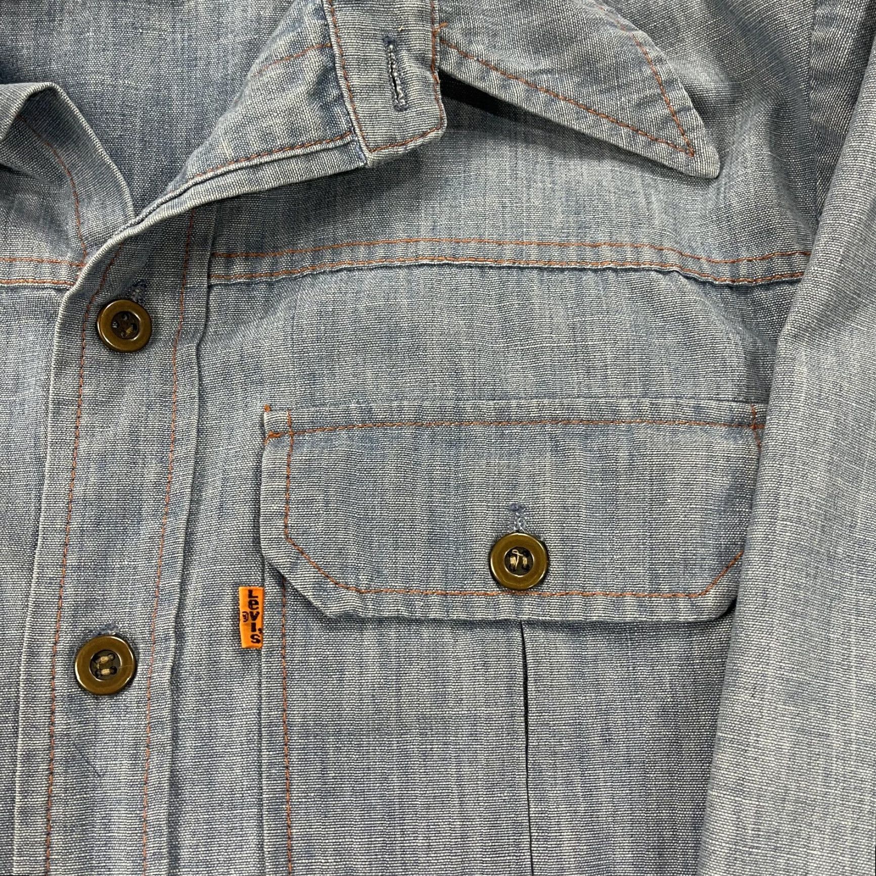 Levi's VINTAGE Levi's Shirt Mens M Blue Chambray Western 70s Panatela Orange Tab Button-Up Pocketed Casual 70s Mens Size US M / EU 48-50 / 2 - 3 Thumbnail