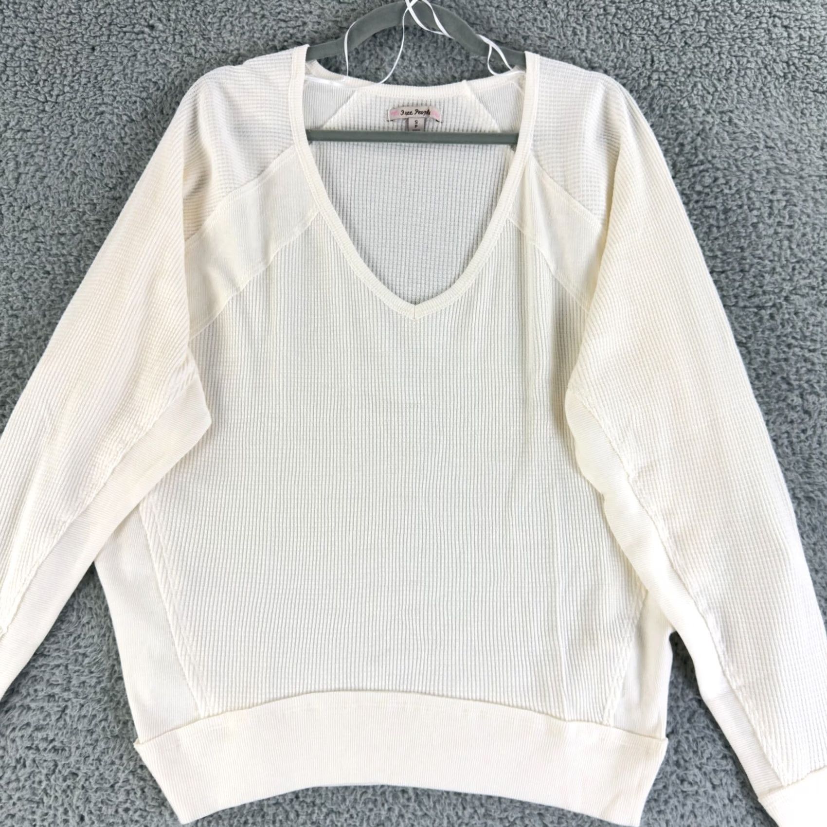 Free People Free People Santa Clara Thermal Top Womens Small Alabaster Ribbed Dolman Size S / US 4 / IT 40 - 2 Thumbnail