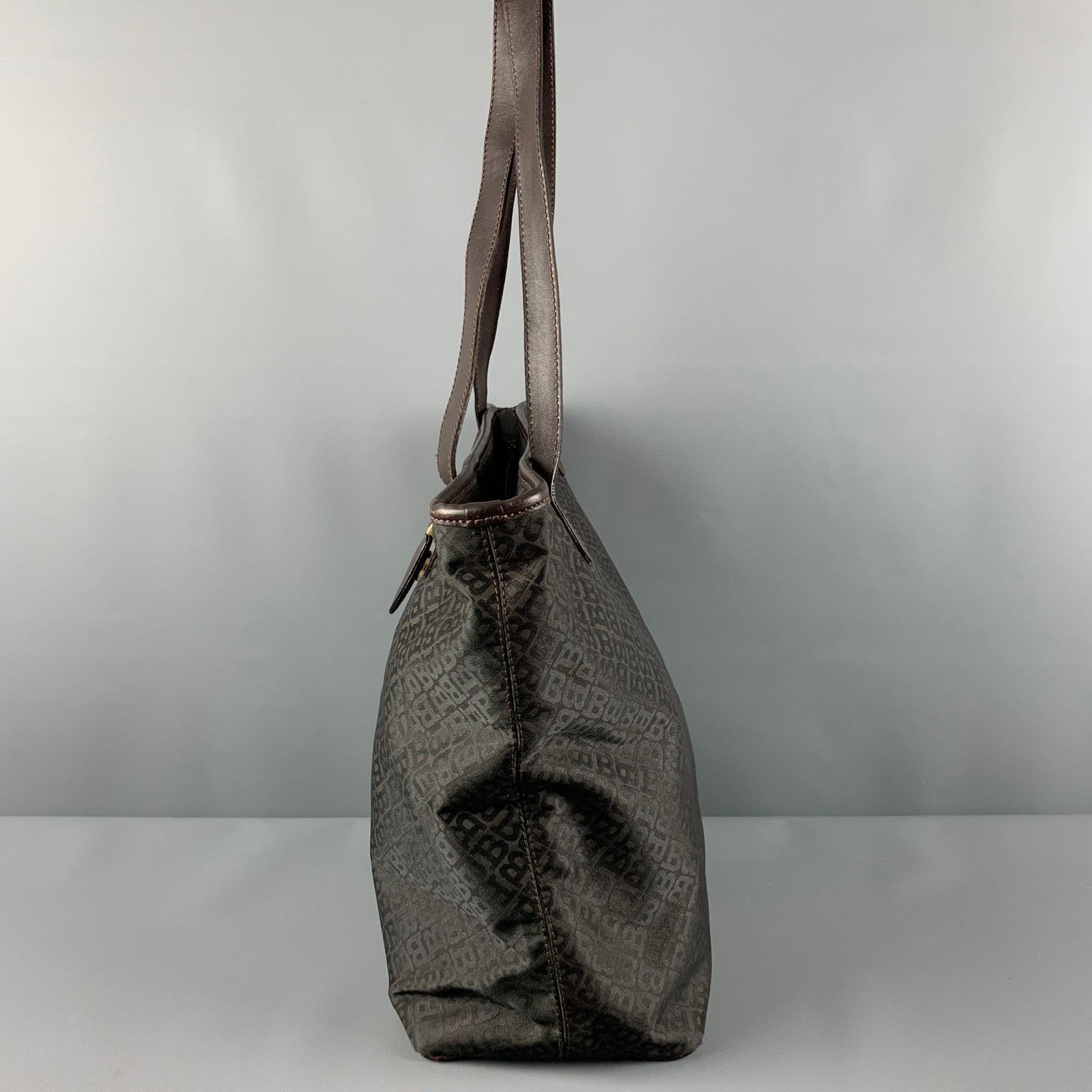 Bally BALLY Brown Monogram Nylon Leather Tote Handbag Size ONE SIZE - 5 Thumbnail