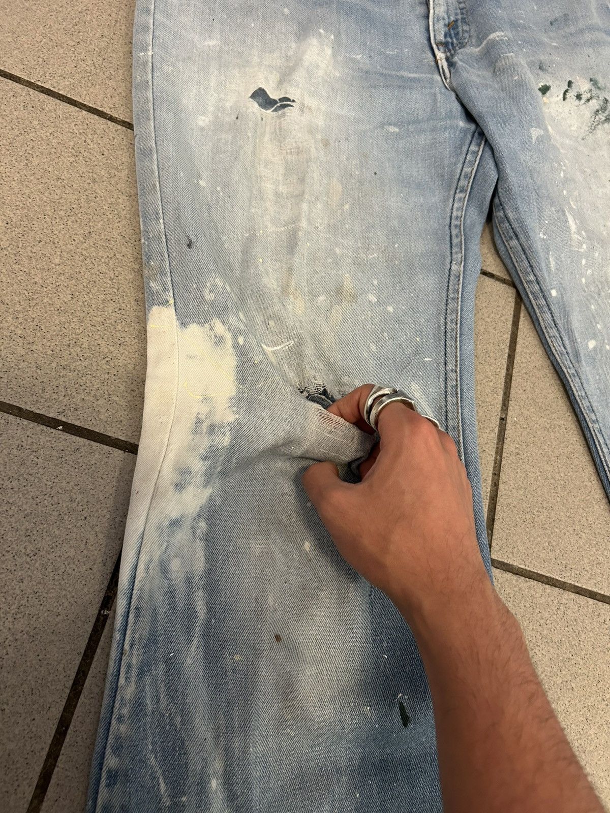 Levi's Vintage Clothing Orange Tab Flared Distressed Levi Jeans Size US 30 / EU 46 - 4 Thumbnail