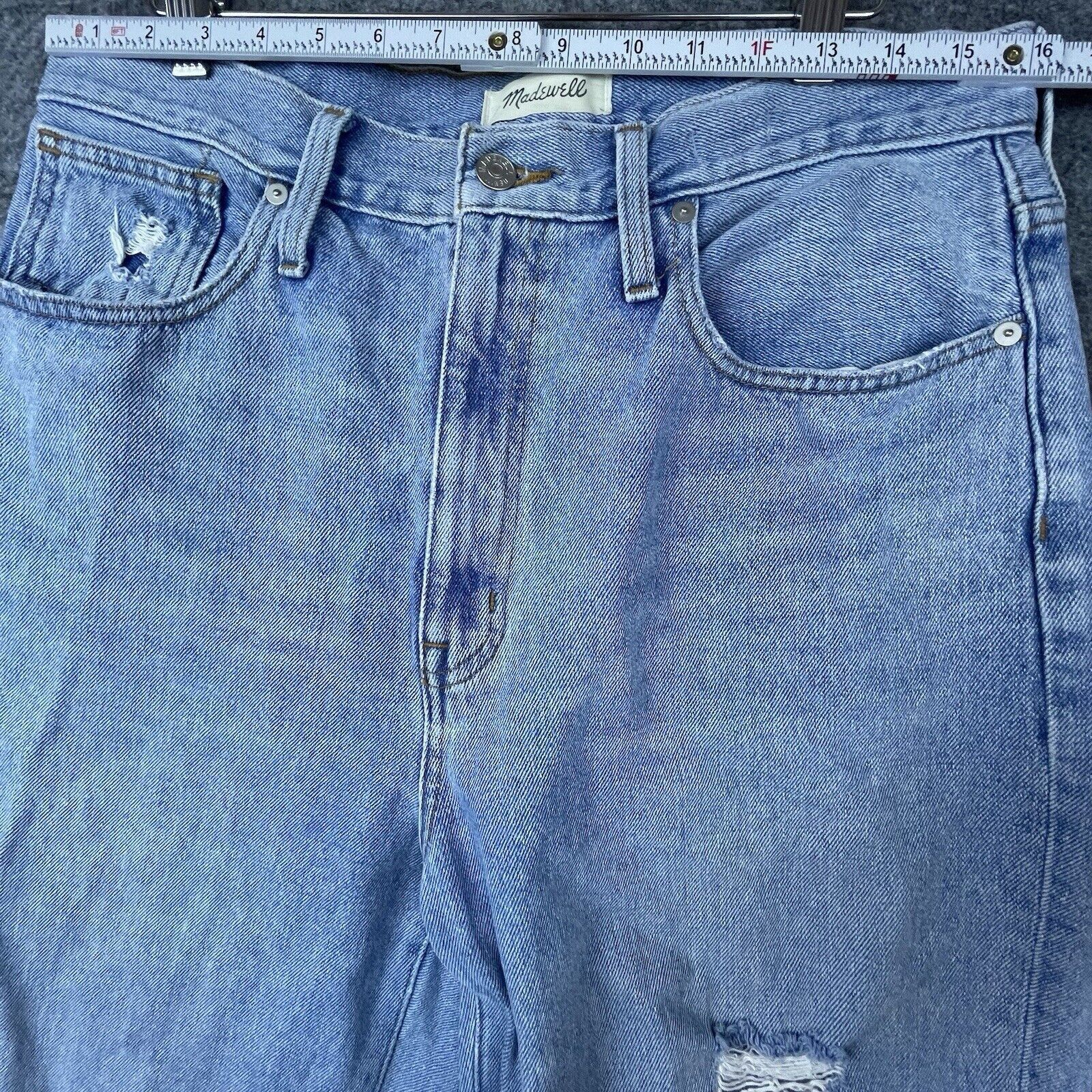 Madewell Madewell Jeans Womens 30 Baggy Straight Mom Thrashed Ripped Size 30" / US 8 / IT 44 - 7 Thumbnail
