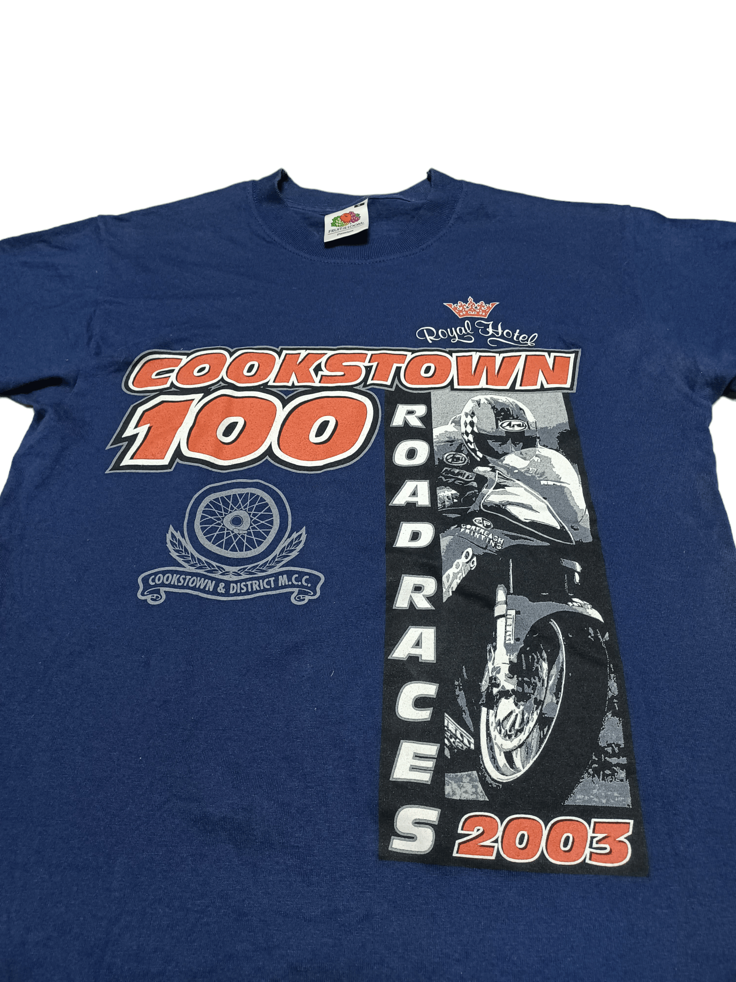 Fruit Of The Loom 2003 VINTAGE UK BIKE FOTL RACING BOTH SIDES PRINTED TEE Size US S / EU 44-46 / 1 - 3 Thumbnail