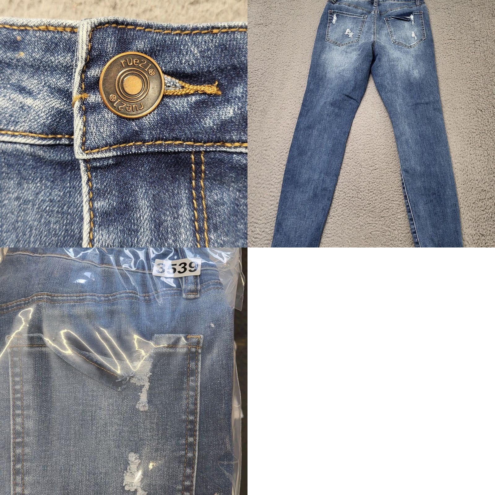 Vintage Rue 21 Jeans Juniors 5/6R Blue Mid Rise Skinny Flex Distressed Denim Preppy Jeans Shirt? Size 27" / US 4 / IT 40 - 8 Thumbnail