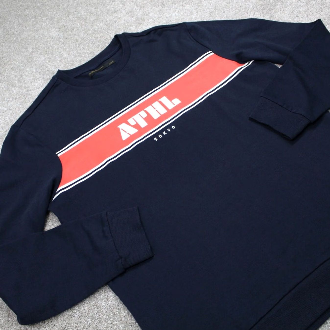 Vintage Piazza Italia Mens Large Blue/Orange 100% Cotton Long Sleeve Crew Neck Shirt Size US L / EU 52-54 / 3 - 5 Thumbnail