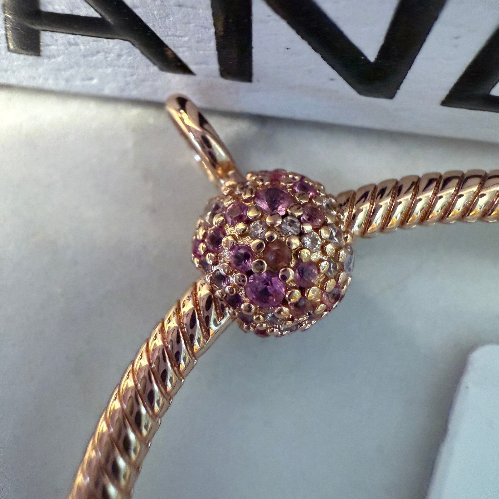 pandora Authentic Pandora Rose Gold Pink Pave O Pendant Charm Holder Size ONE SIZE - 2 Thumbnail