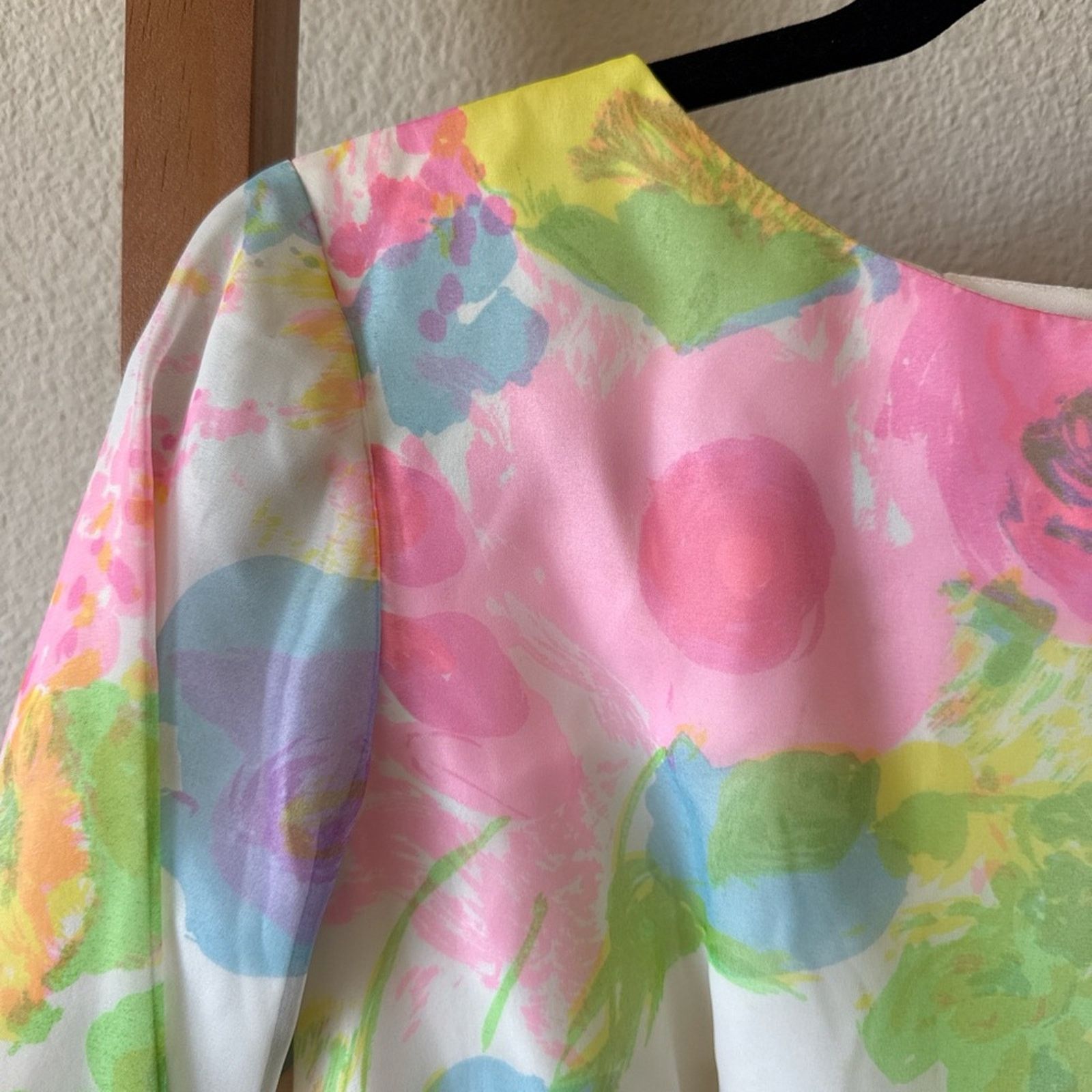 Other Vintage 1970 chiffon Posh Pastel Floral Long Sleeve Dress Size M / US 6-8 / IT 42-44 - 4 Thumbnail