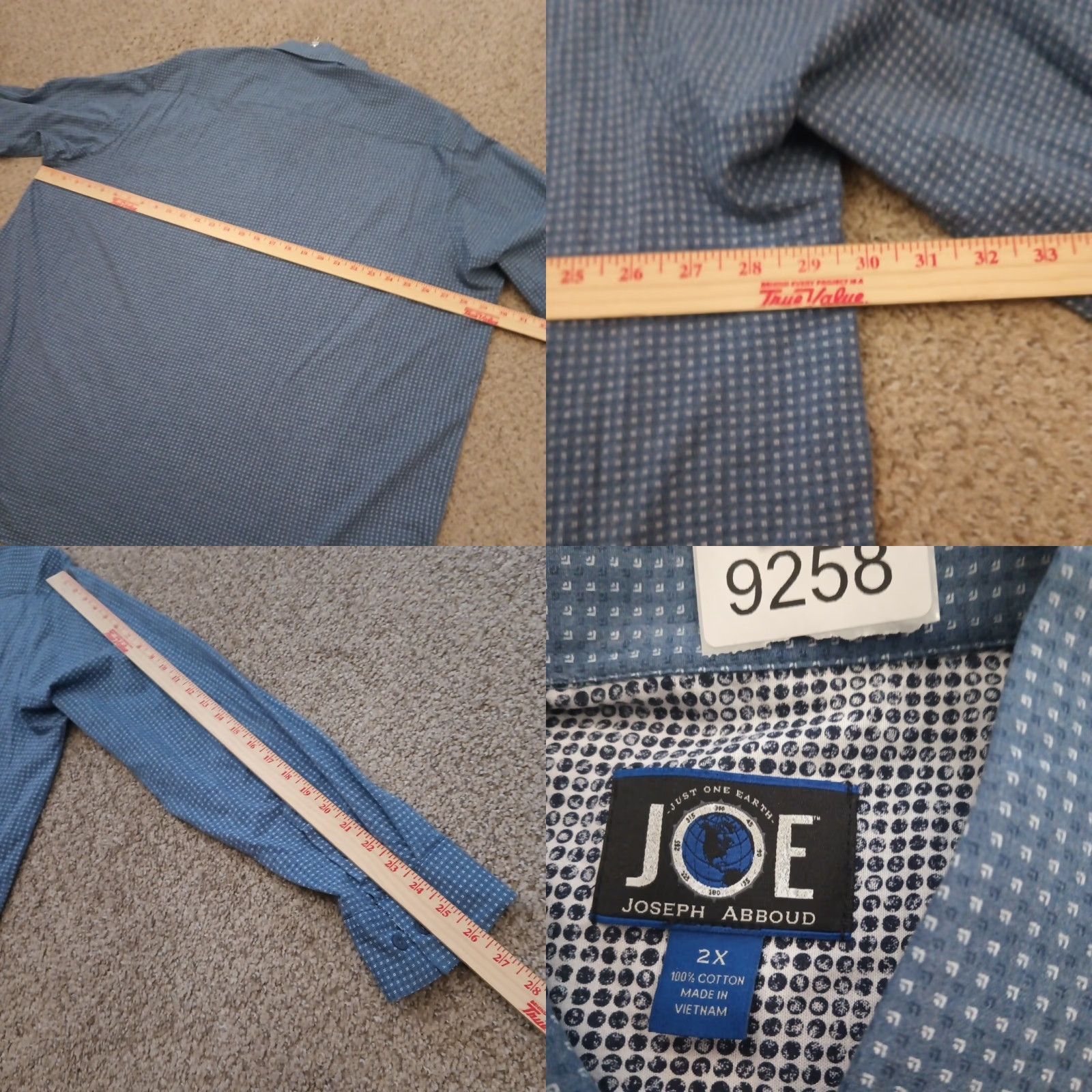 Joseph Abboud Joseph Abboud Shirt Mens Big 2X Blue Geometric Long Sleeve Button-Down Cotton Button-Up Size US XXL / EU 58 / 5 - 8 Thumbnail