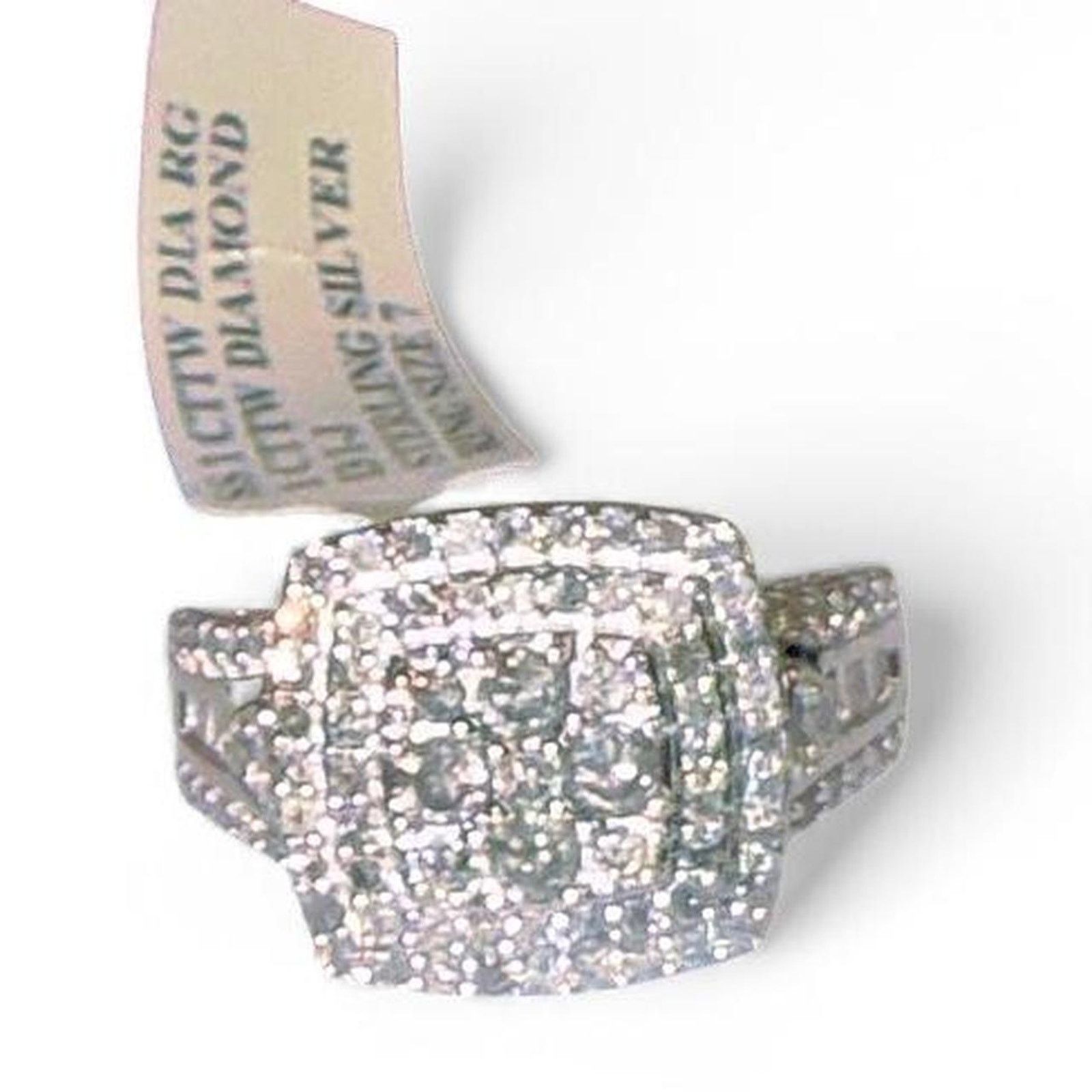 Other 1 cttw Diamond Sterling Silver Pave Cluster Engage Ring 7 Size ONE SIZE - 7 Thumbnail