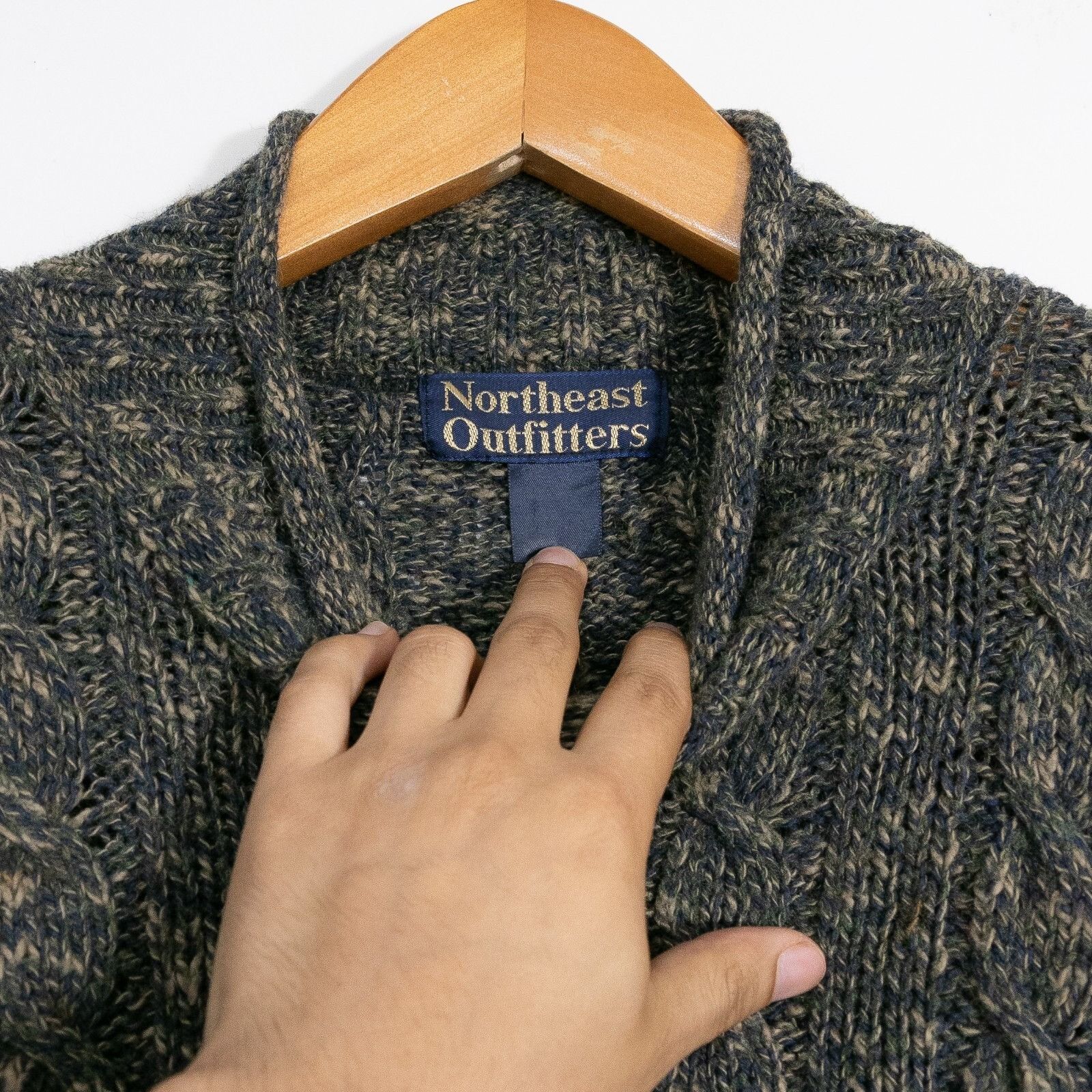 Vintage Vintage Cable Knit Cotton Sweater Mens 2XL Mock Neck Raw Hem Size US XXL / EU 58 / 5 - 5 Thumbnail