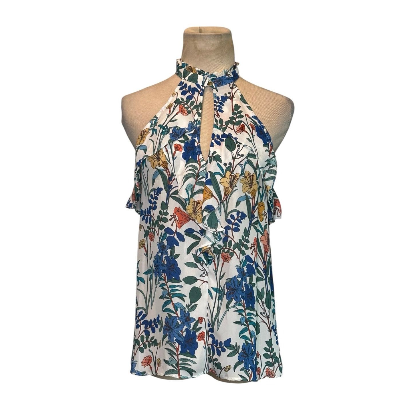 Parker Parker Blue Yellow Floral Sleeveless Blouse size small Size S / US 4 / IT 40 - 1 Thumbnail