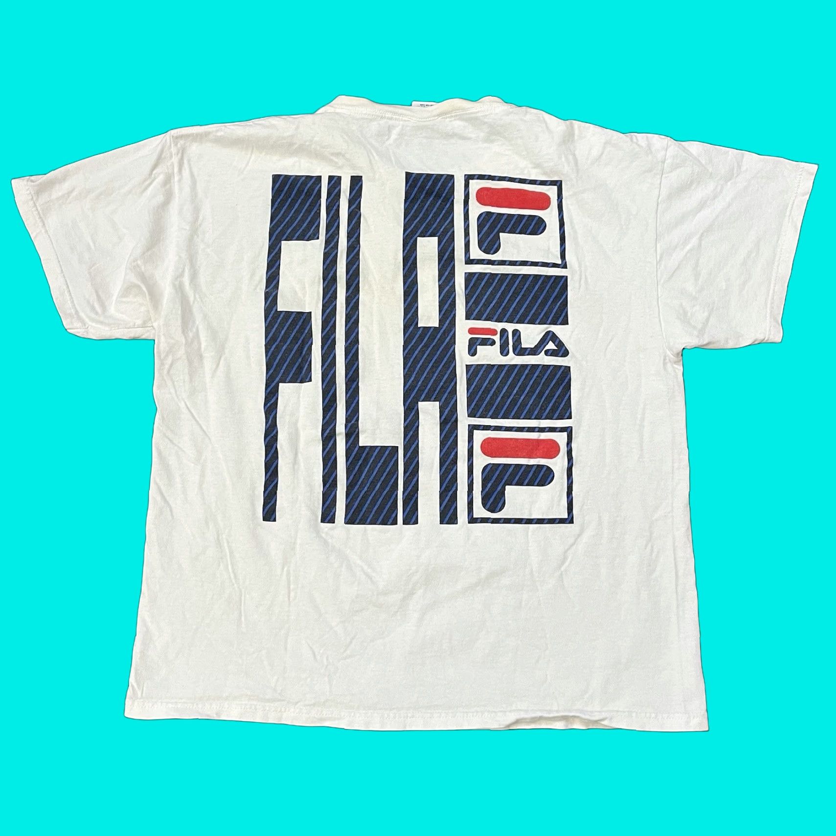 Fila VINTAGE FILA T Shirt Men's Large White 90s Tennis Cotton Double Sided Made in USA Size US L / EU 52-54 / 3 - 1 Thumbnail