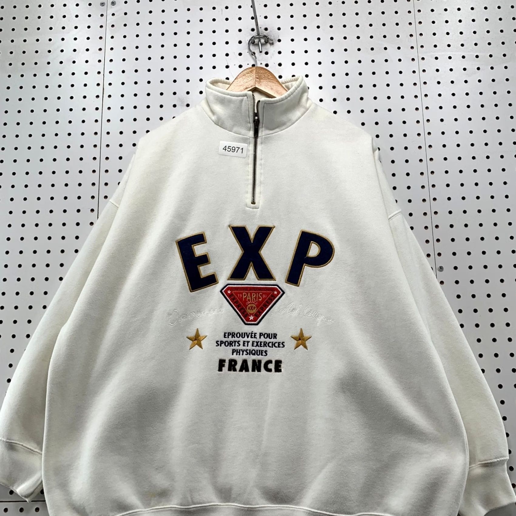 Express VINTAGE Express Sweatshirt Mens XL White Oversized 1/4 Zip Fleece Embroidered Size US XL / EU 56 / 4 - 3 Thumbnail