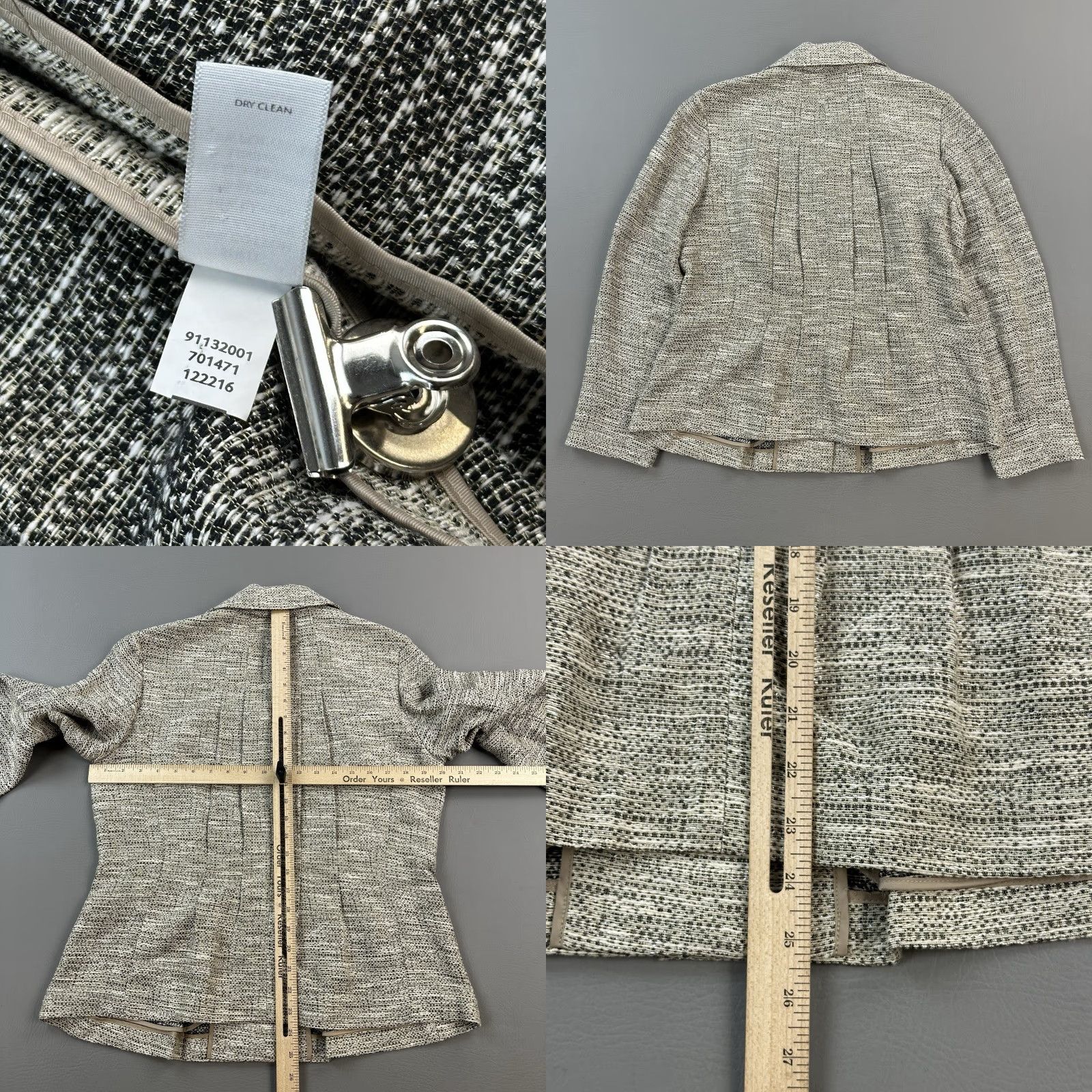 J. Jill J. Jill Jacket Blazer Women's Medium Beige Tweed Cotton Blend Button Front Casual Size M / US 6-8 / IT 42-44 - 8 Thumbnail