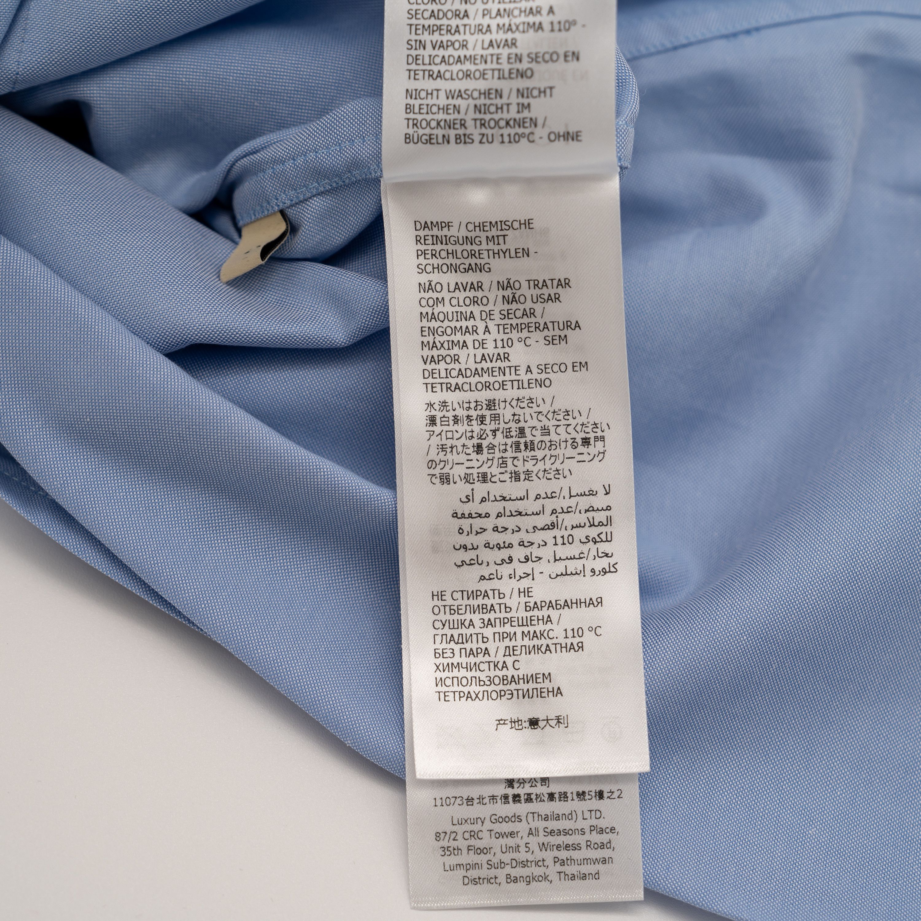 Gucci Gucci Blue Pleated Shirt Oxford Cotton Black Tie Size M / US 6-8 / IT 42-44 - 12 Thumbnail